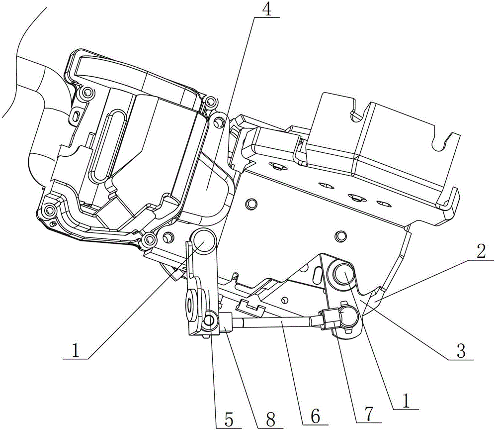 A car door lock double rocker arm outward opening structure