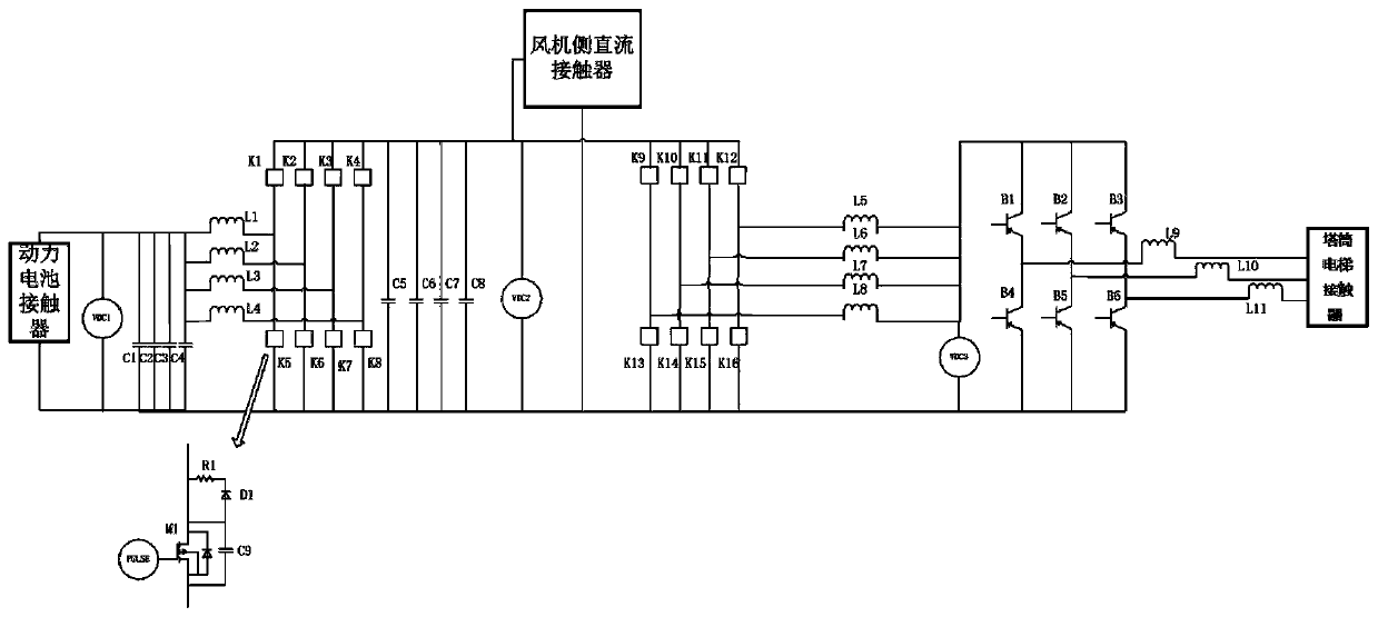 Wind power plant tower cylinder elevator energy storage and emergency device