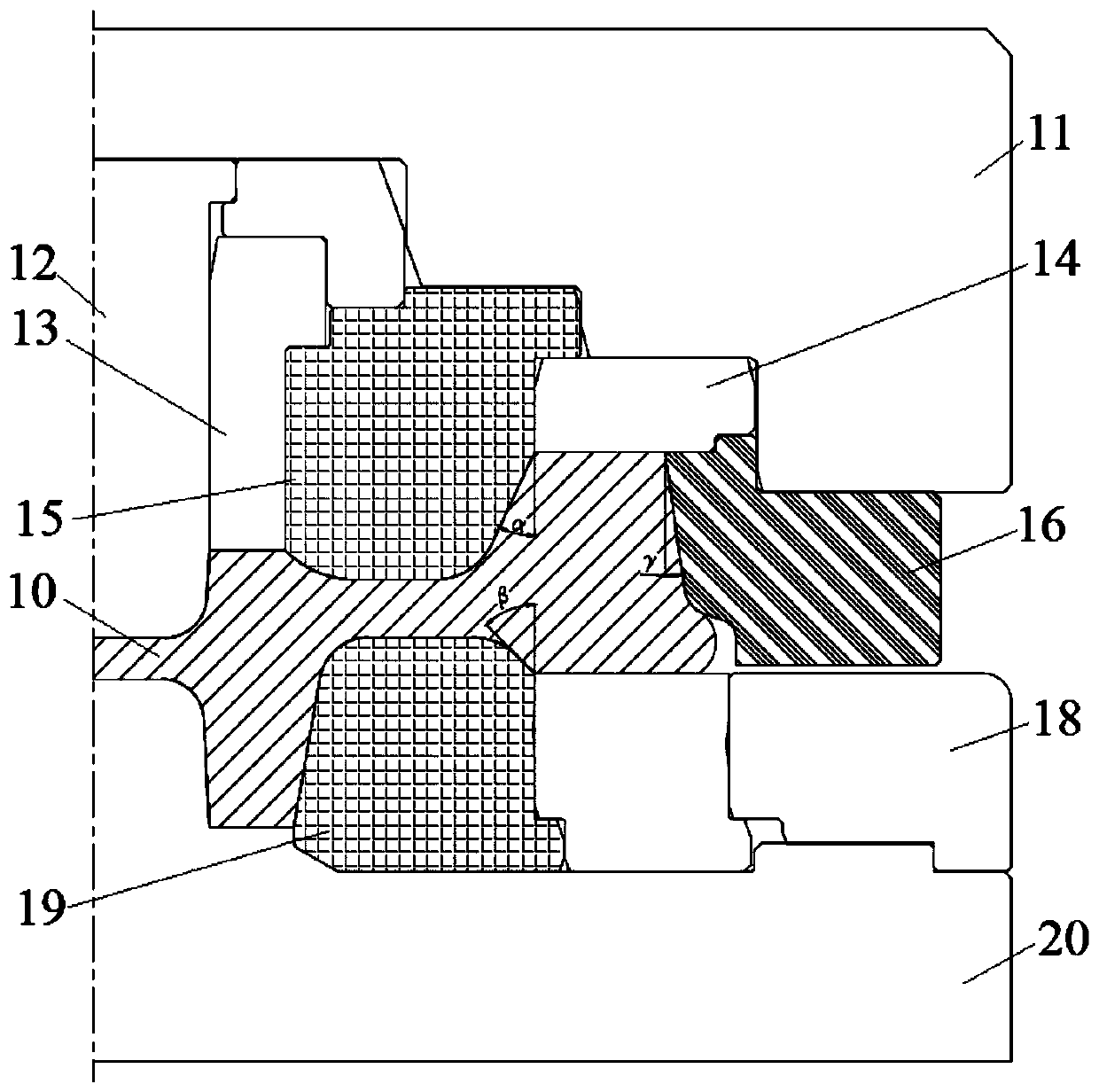 Hot forming process of train wheel with large difference in rim-plate spacing of anti-spoke plate