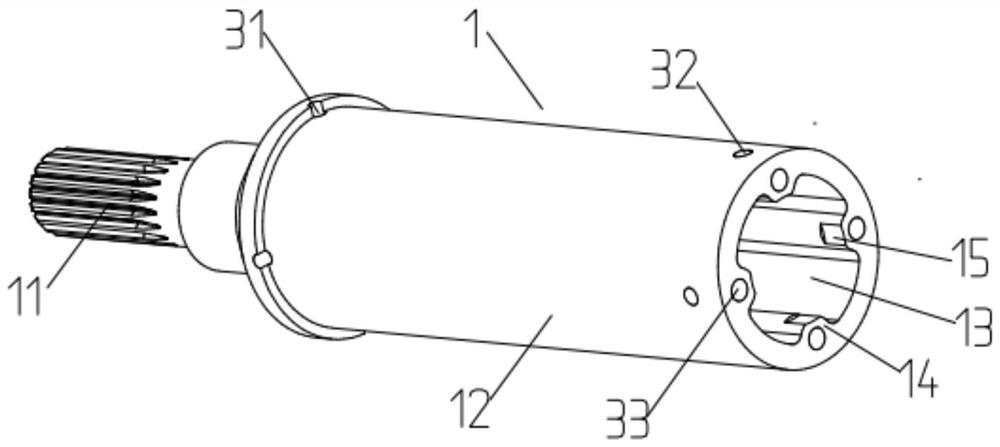 An oil-cooled hollow shaft structure