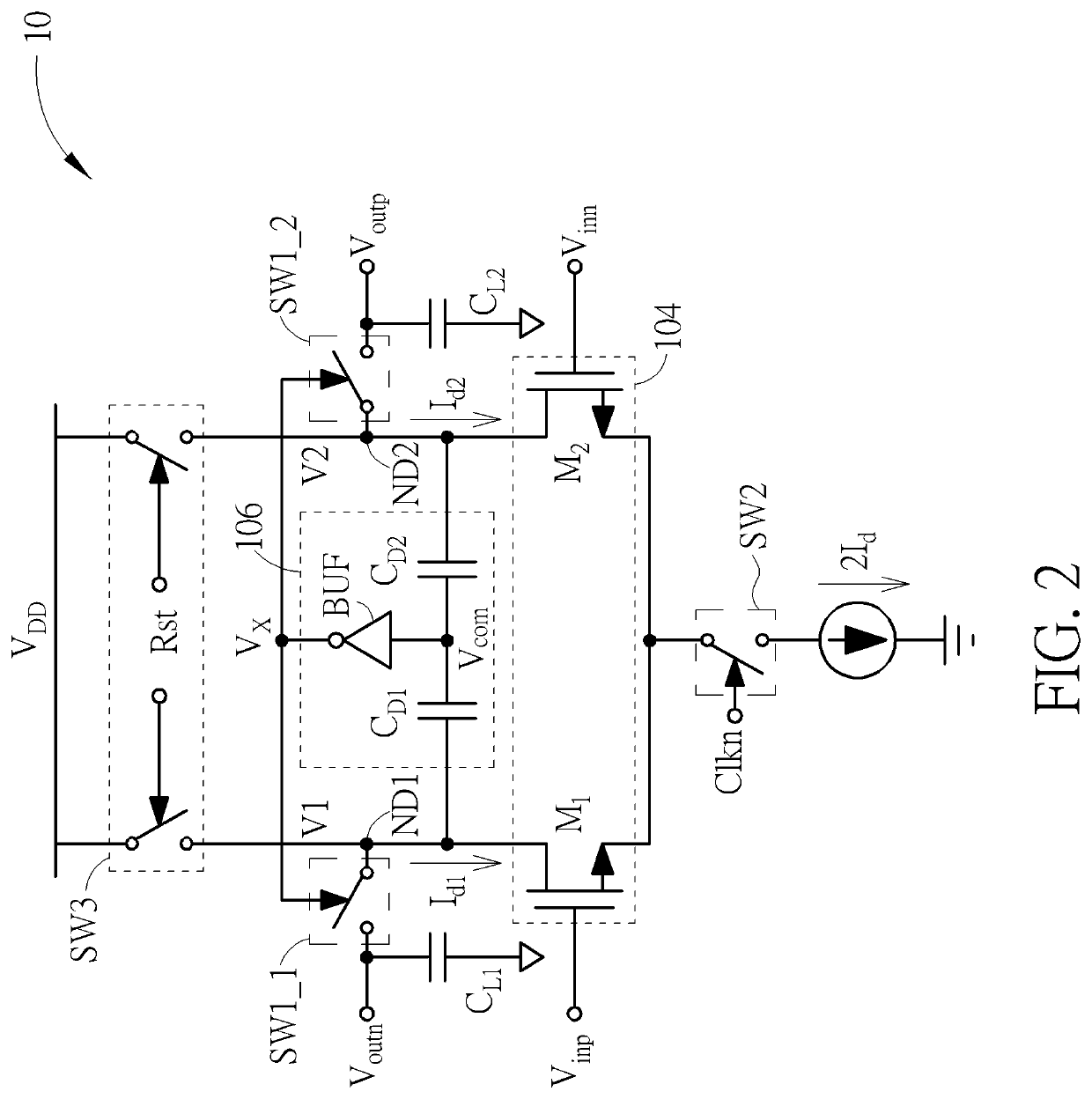 Dynamic amplifier and related gain boosting method