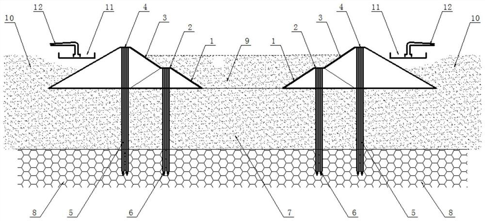 Forced vertical occupation embankment construction method for new hydraulic reclamation land area water system ditch