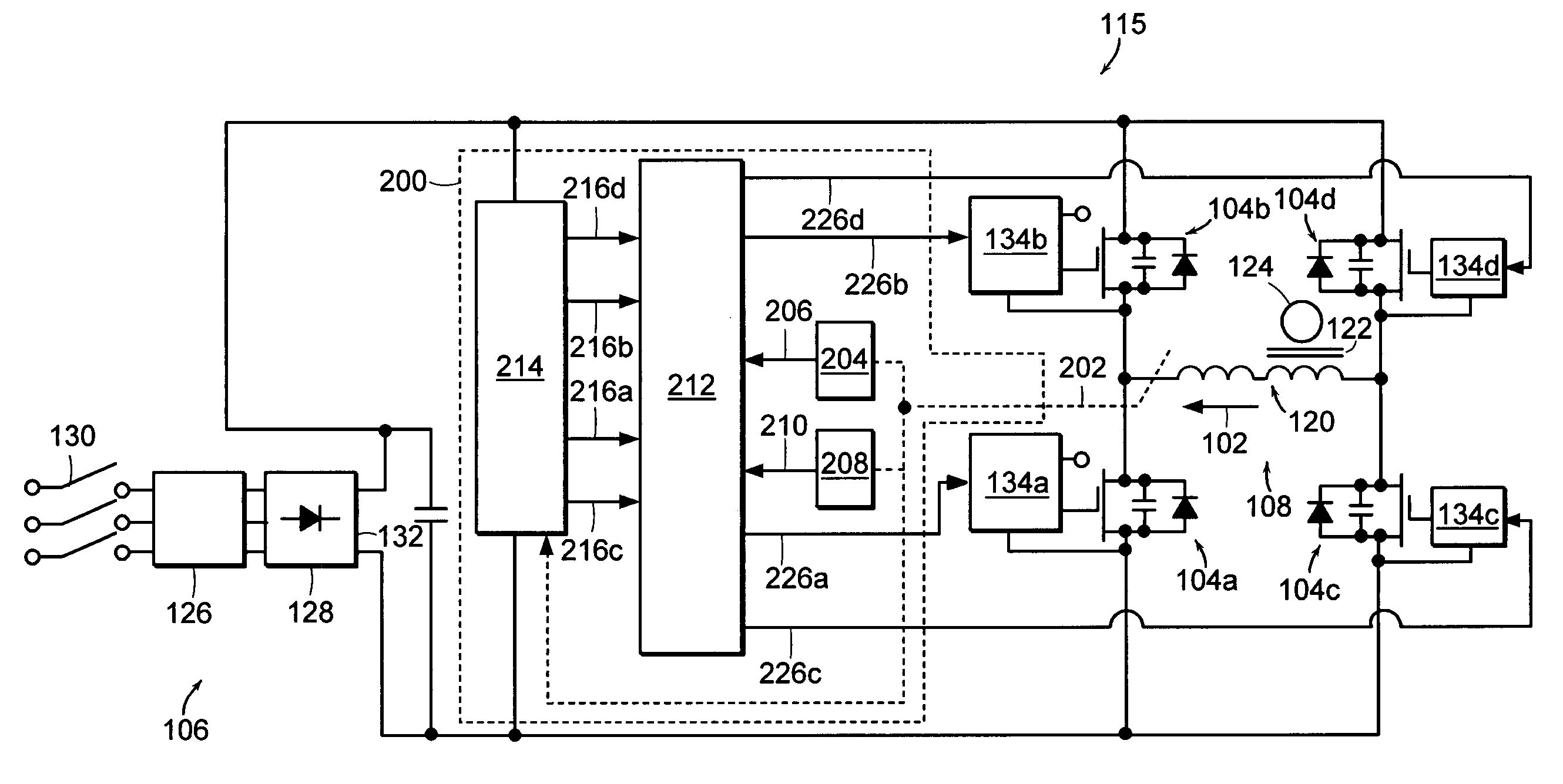 Power supply controller to actively drive a load current when the load current exceeds a set point