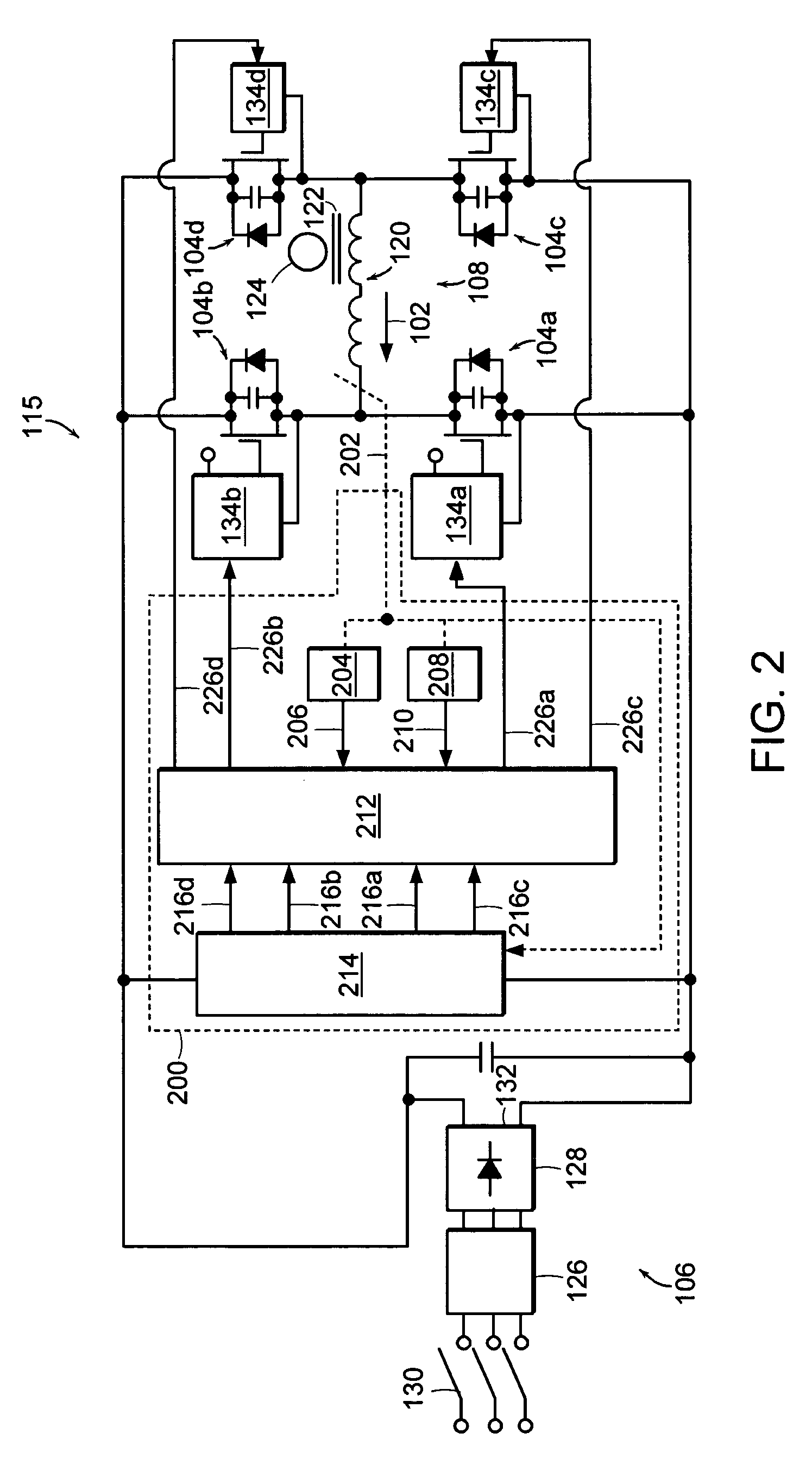 Power supply controller to actively drive a load current when the load current exceeds a set point