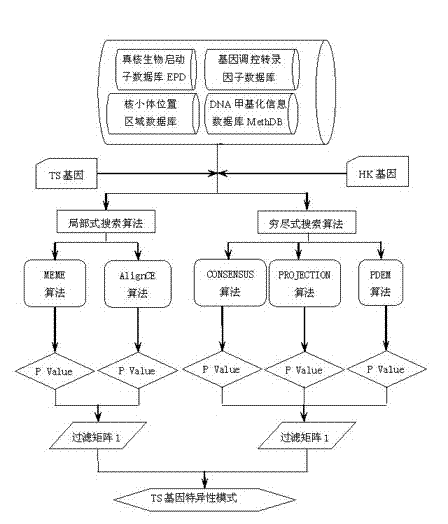 Meta search method for gene tissue-specific sequence pattern and search result assessment method