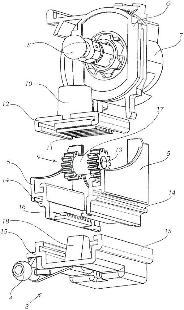 Adjusting device for motor vehicle headlights