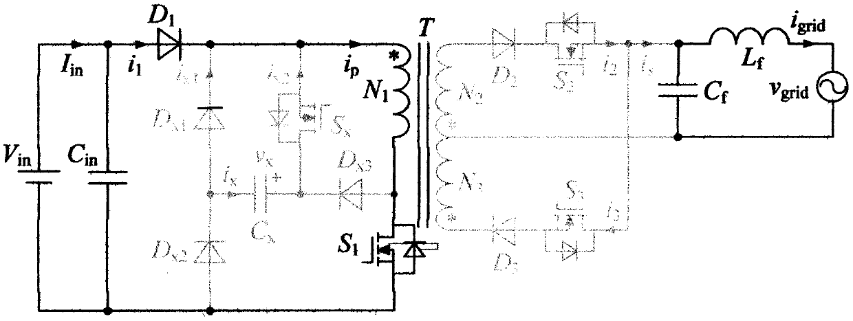 Flyback grid-connected inverter with low frequency ripple suppression function