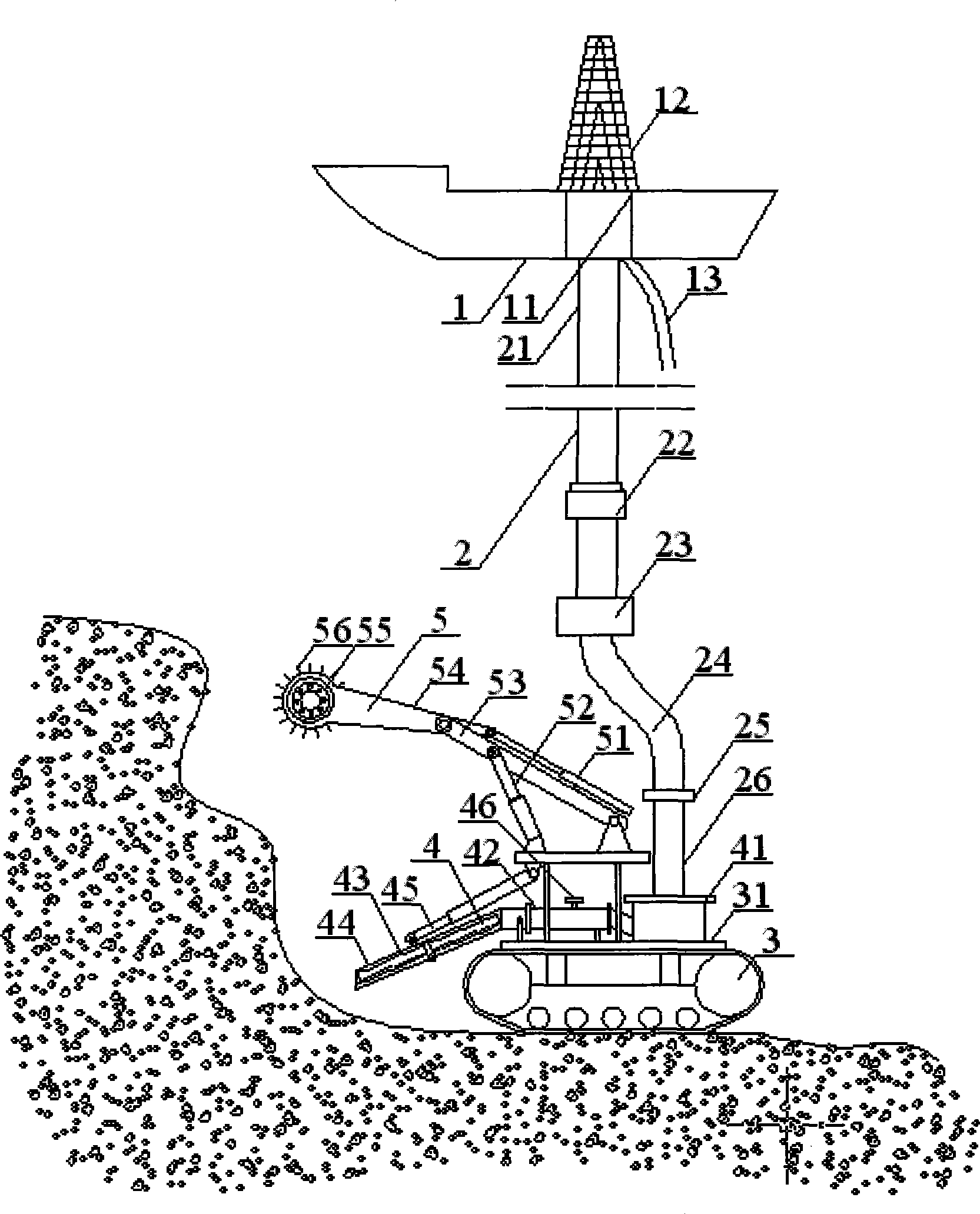 Method and device for extracting volcanogenic massive sulfide ore deposit on seabed