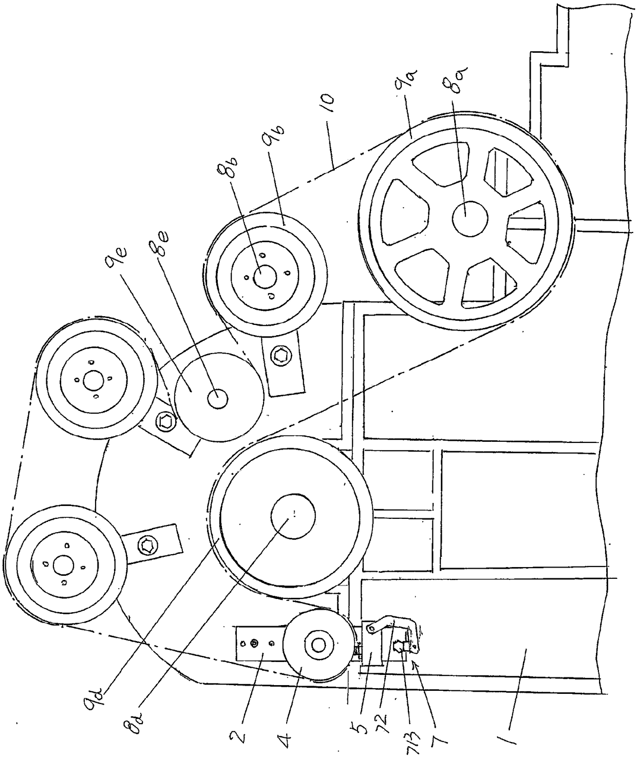Carding machine drive belt tensioner