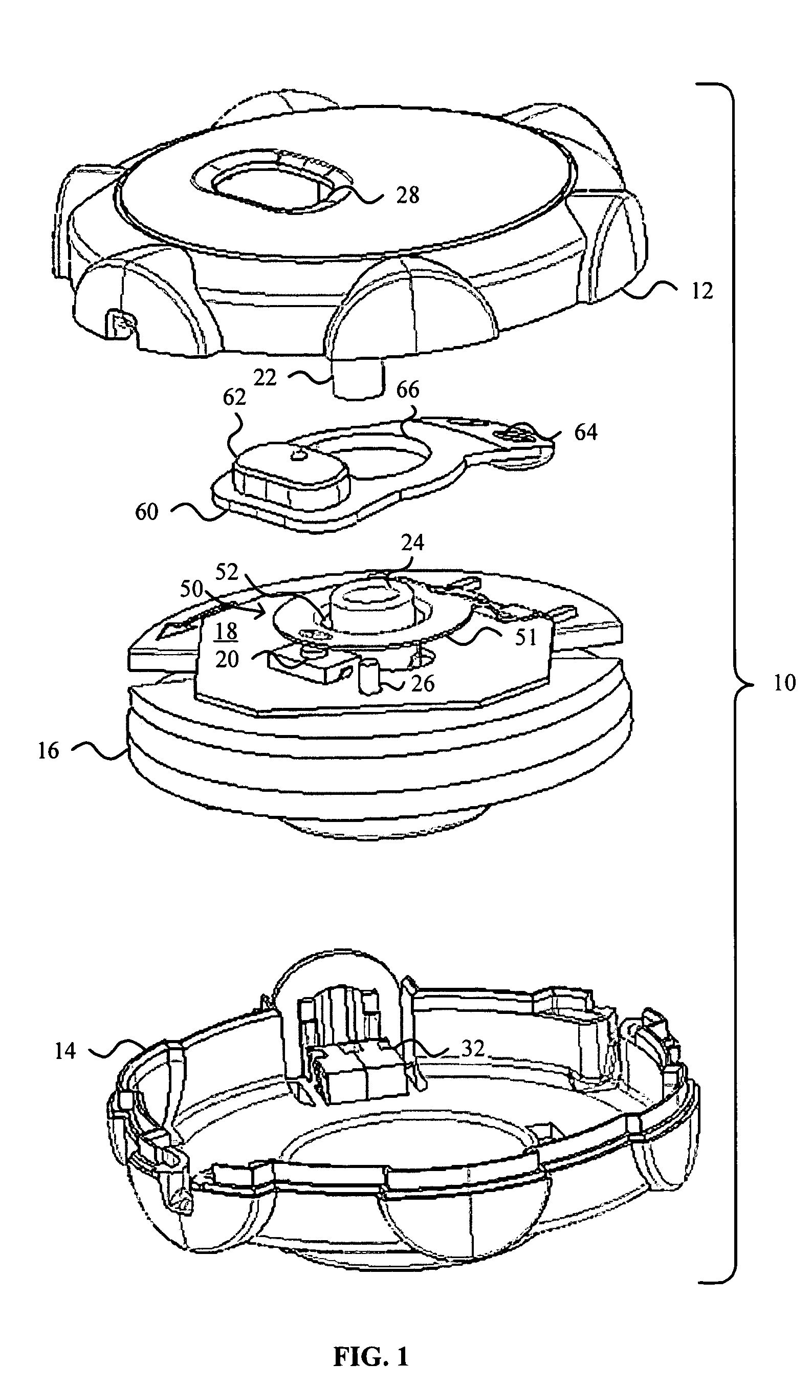 Cable winding device with clocked keycap and revolving electrical switch