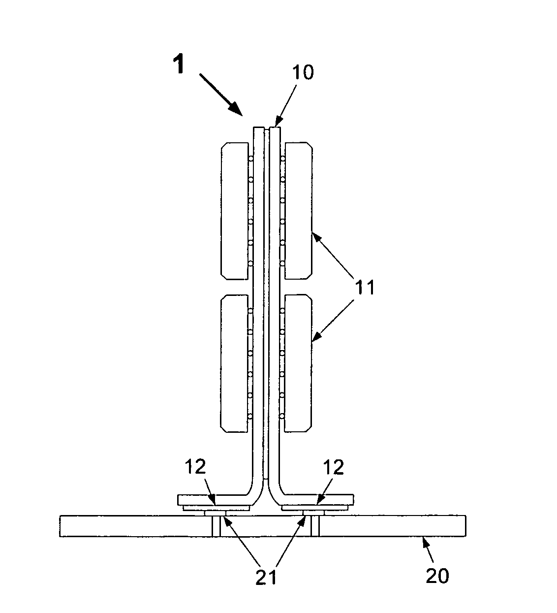 Rigid circuit board with flexibly attached module