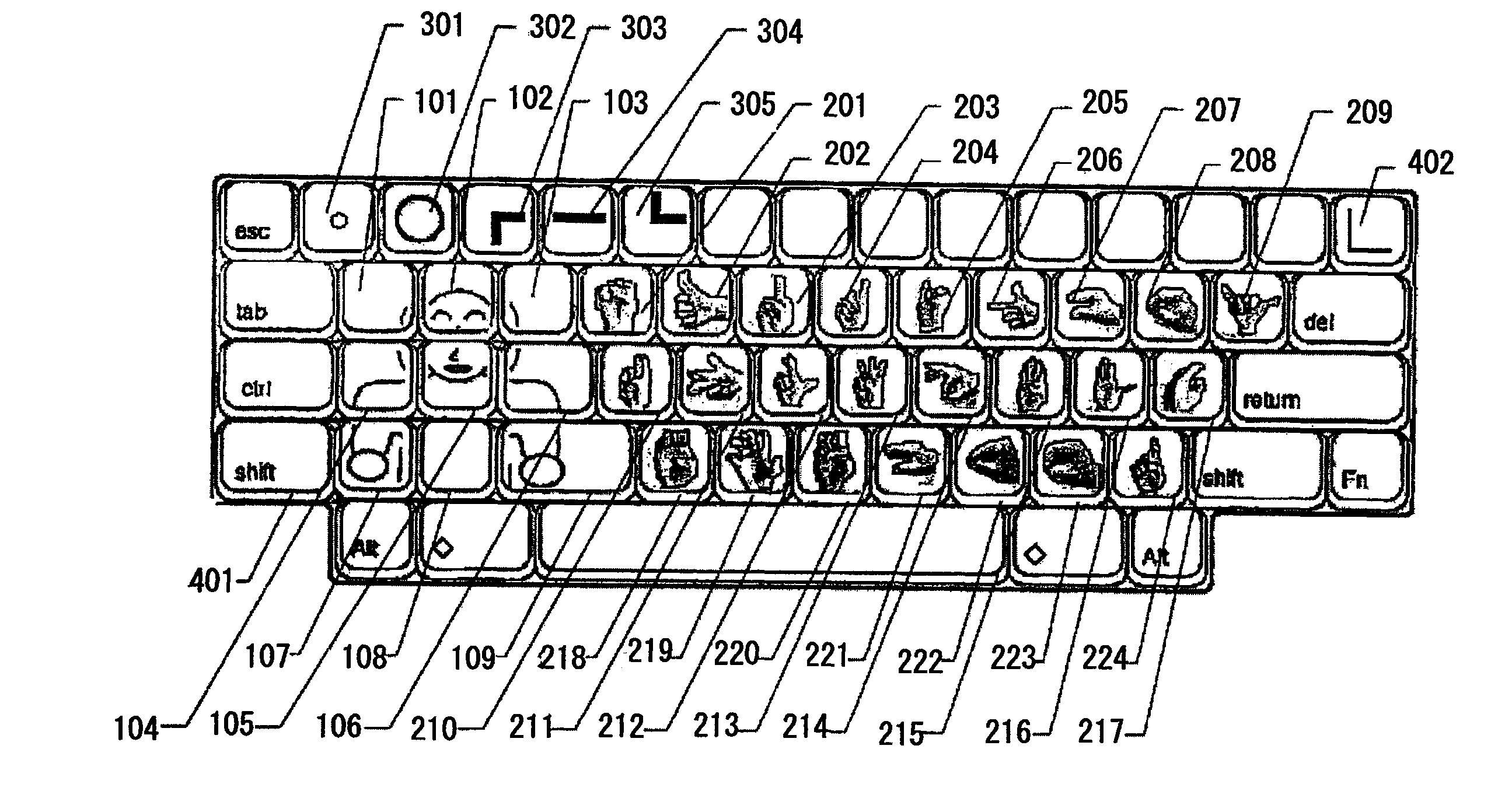 Sign language keyboard and sign language searching apparatus using the same