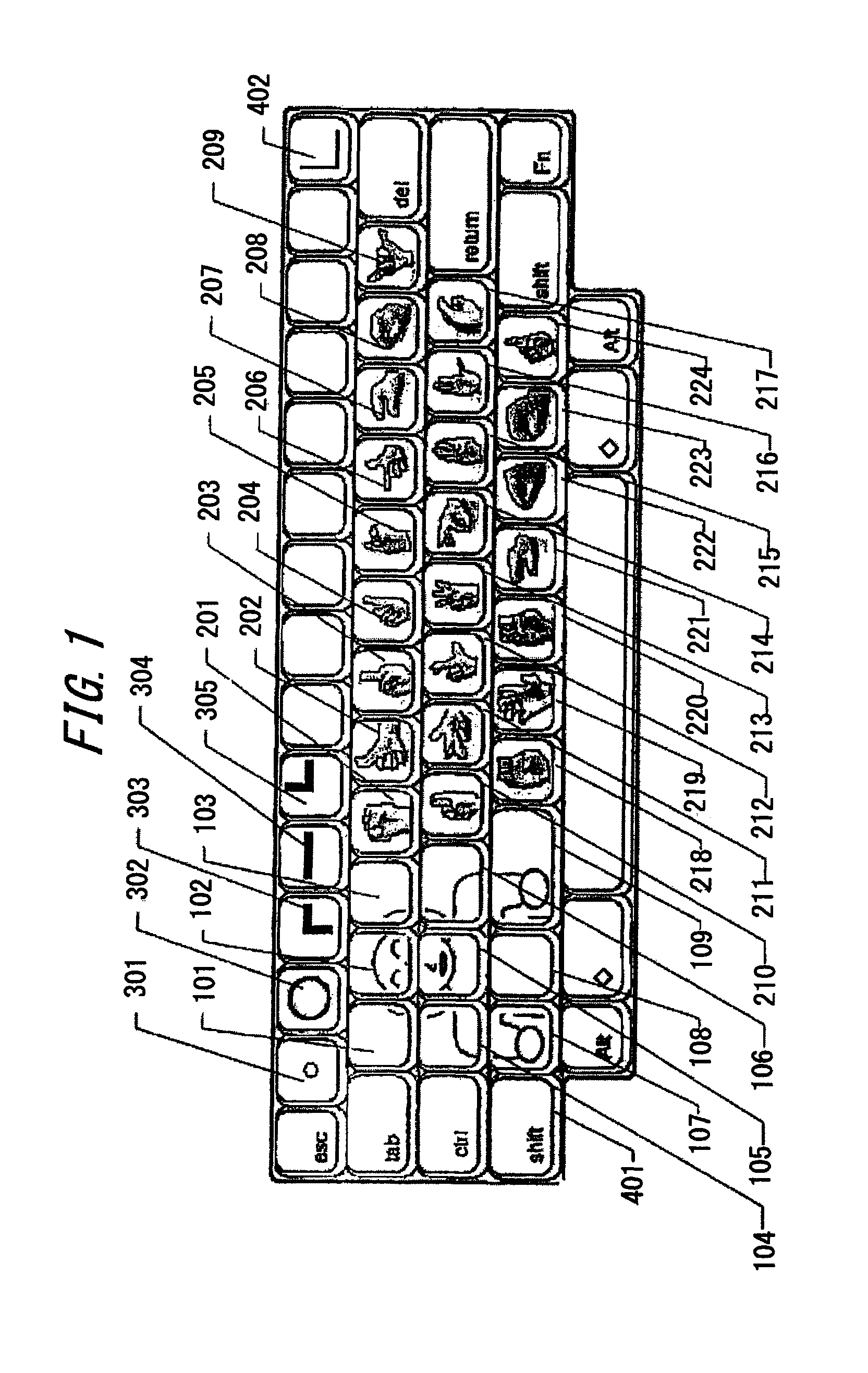 Sign language keyboard and sign language searching apparatus using the same