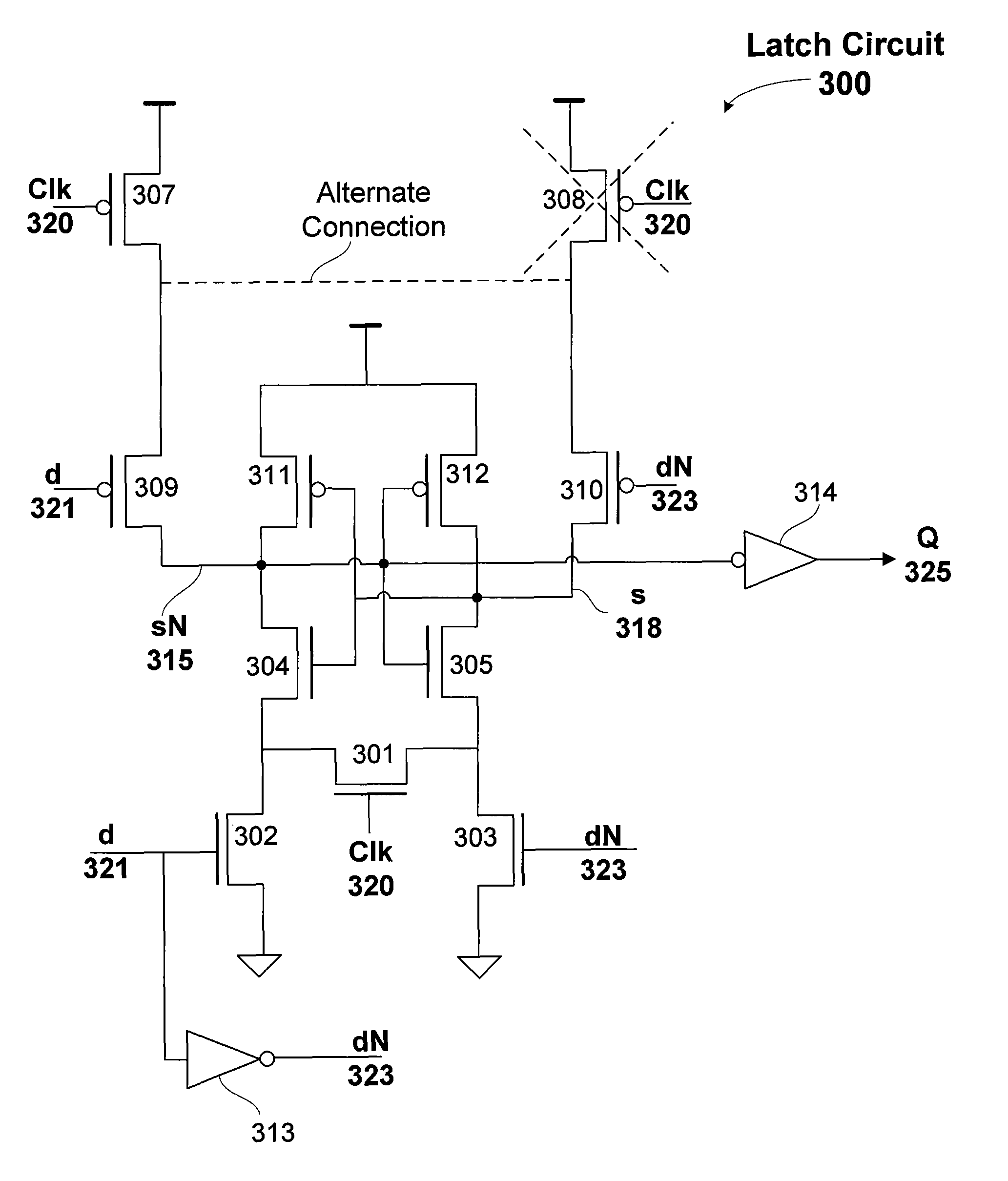 Latch circuit with a bridging device