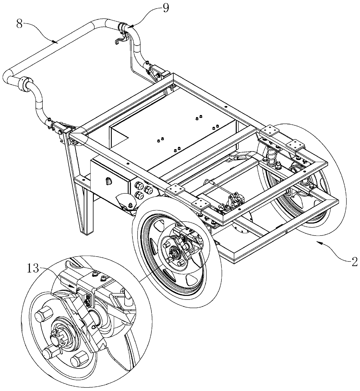 A power cable retractable vehicle with a speed measuring buffer