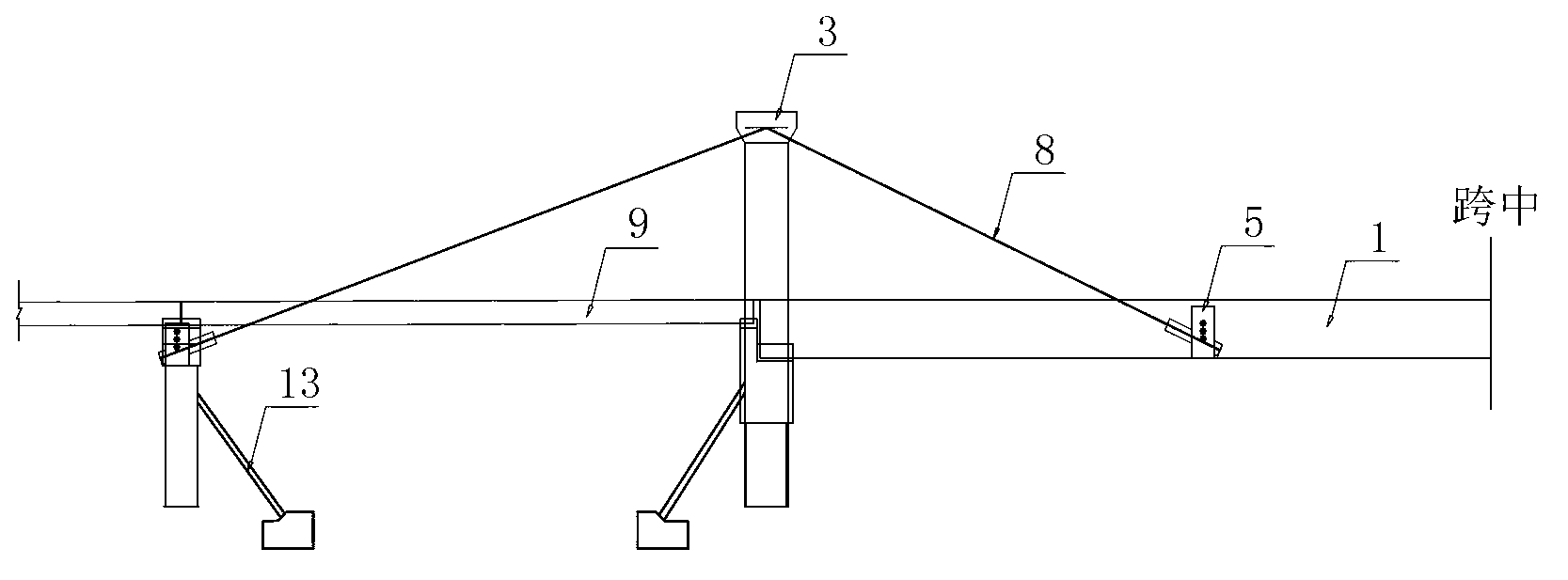 Simply-supported box girder bridge strengthening method with oblique cables