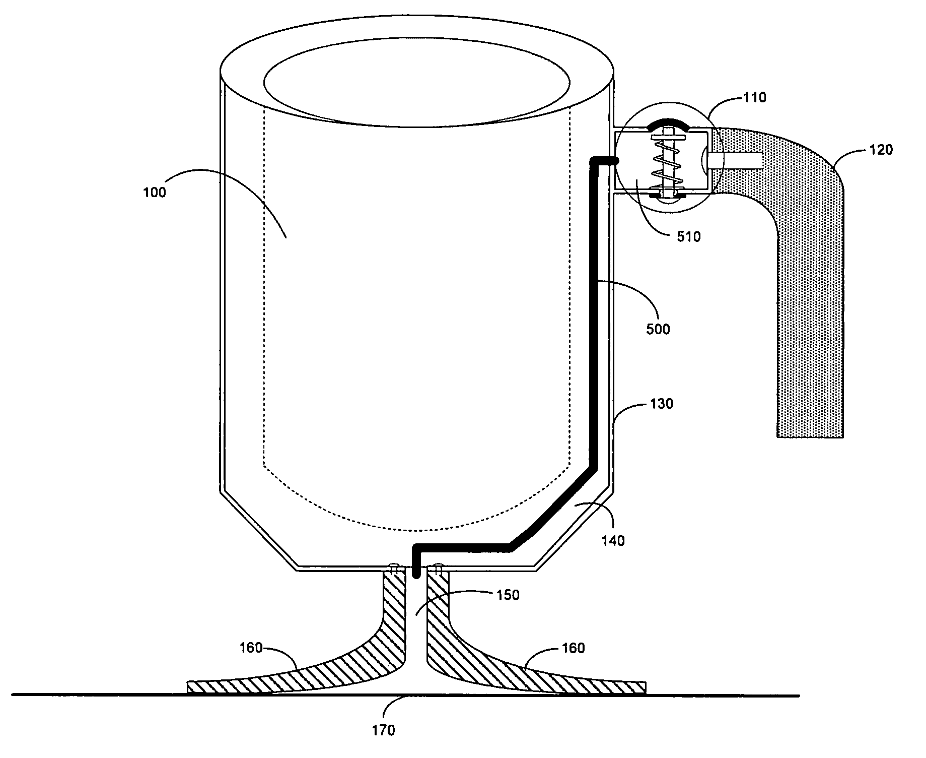 Liquid holding device with releasable suction base