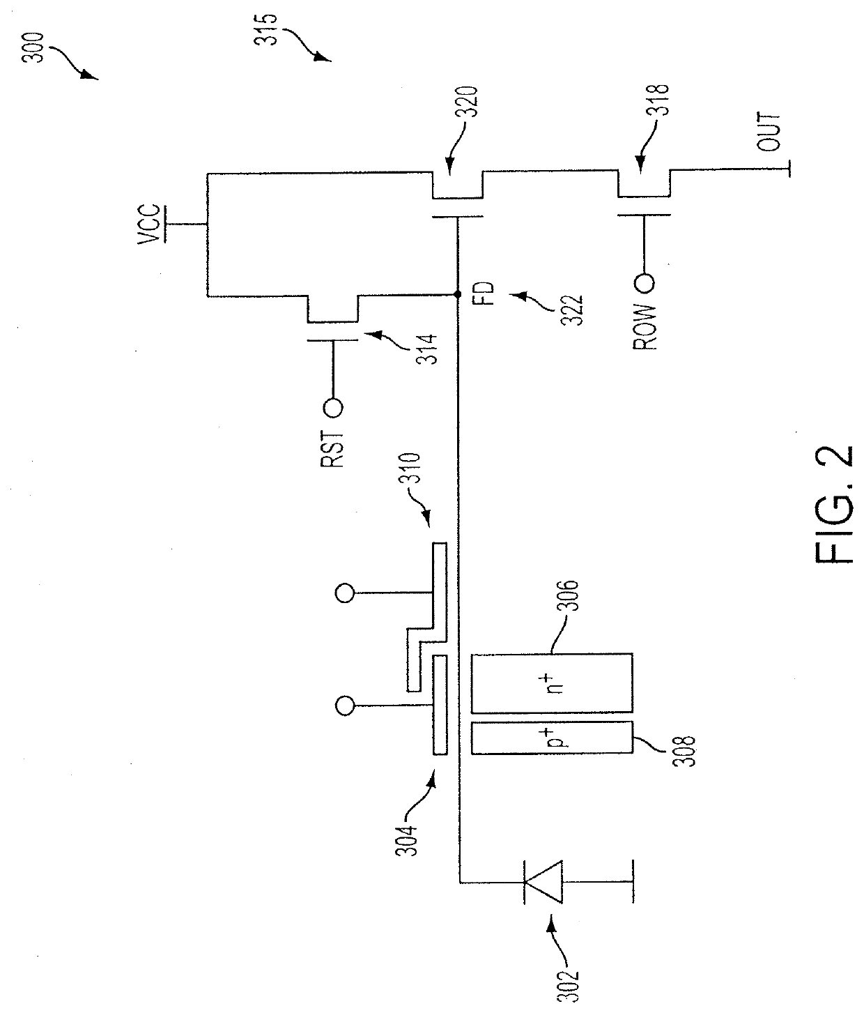 Image sensor with a gated storage node linked to transfer gate