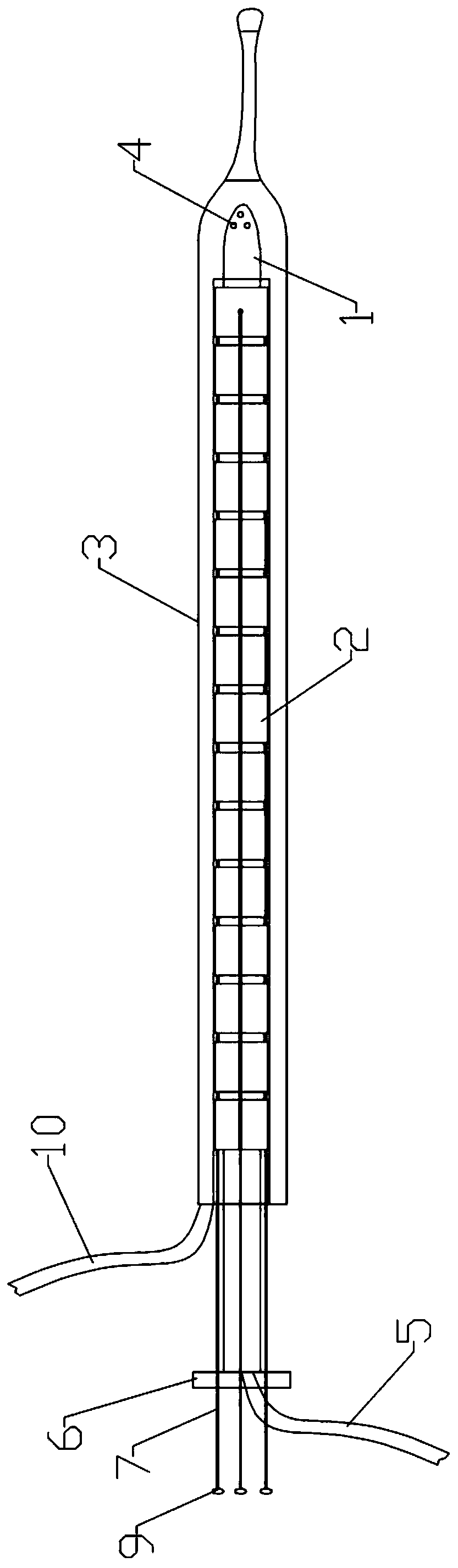 Expandable esophageal deflection device with film for temperature measurement