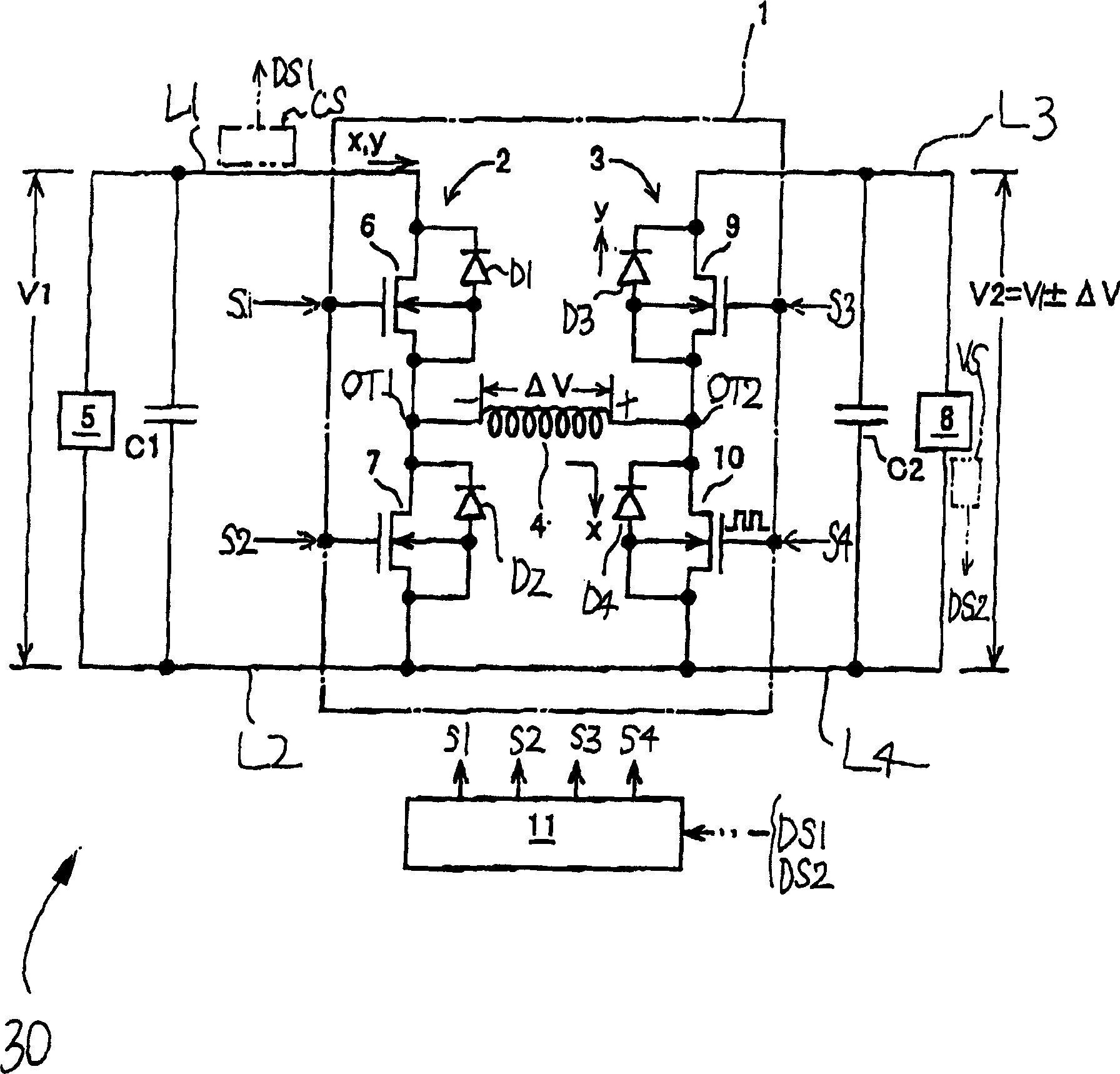 Reversible back-boost chopper circuit, and inverter circuit with the same