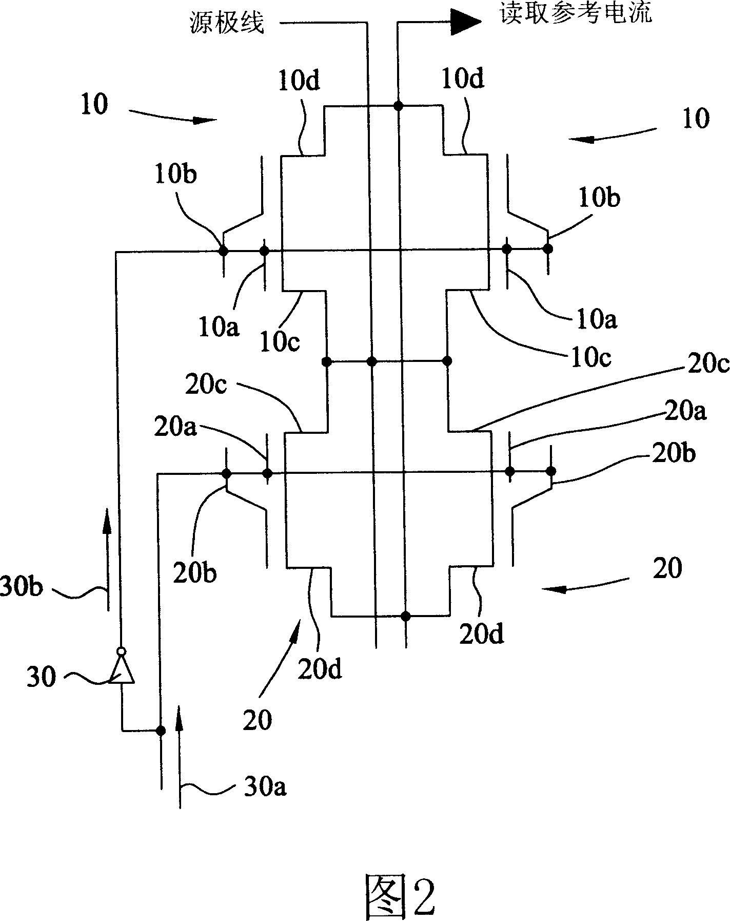 Low power-consumption reading reference circuit of flash memory in grating