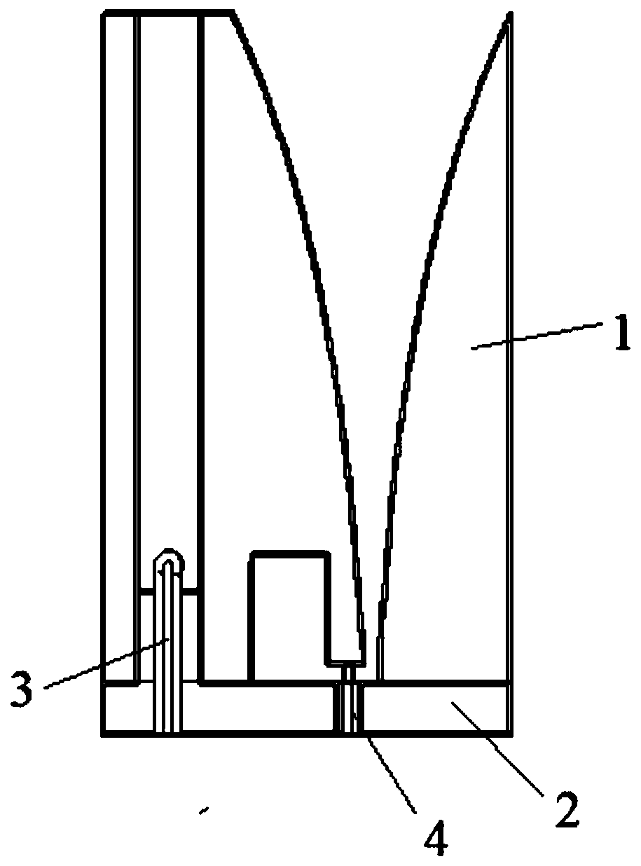 Dual polarized metal gradient slot antenna of L-shaped connector, array antenna and method