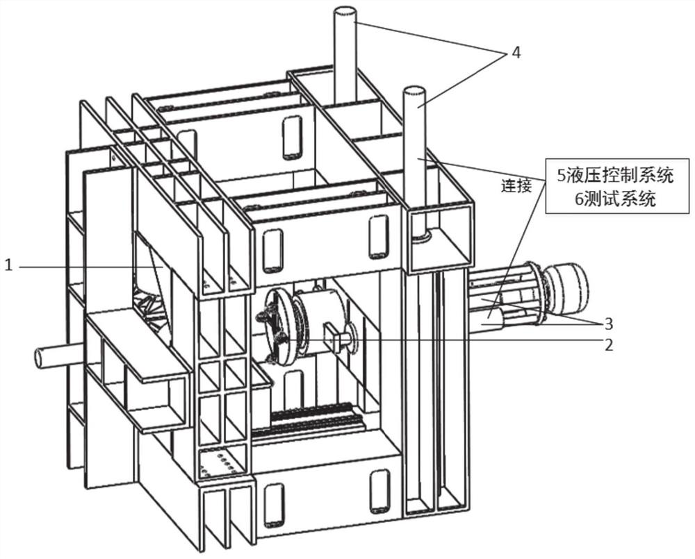 TBM hob and high-pressure water jet coupling rock breaking simulation test system and method