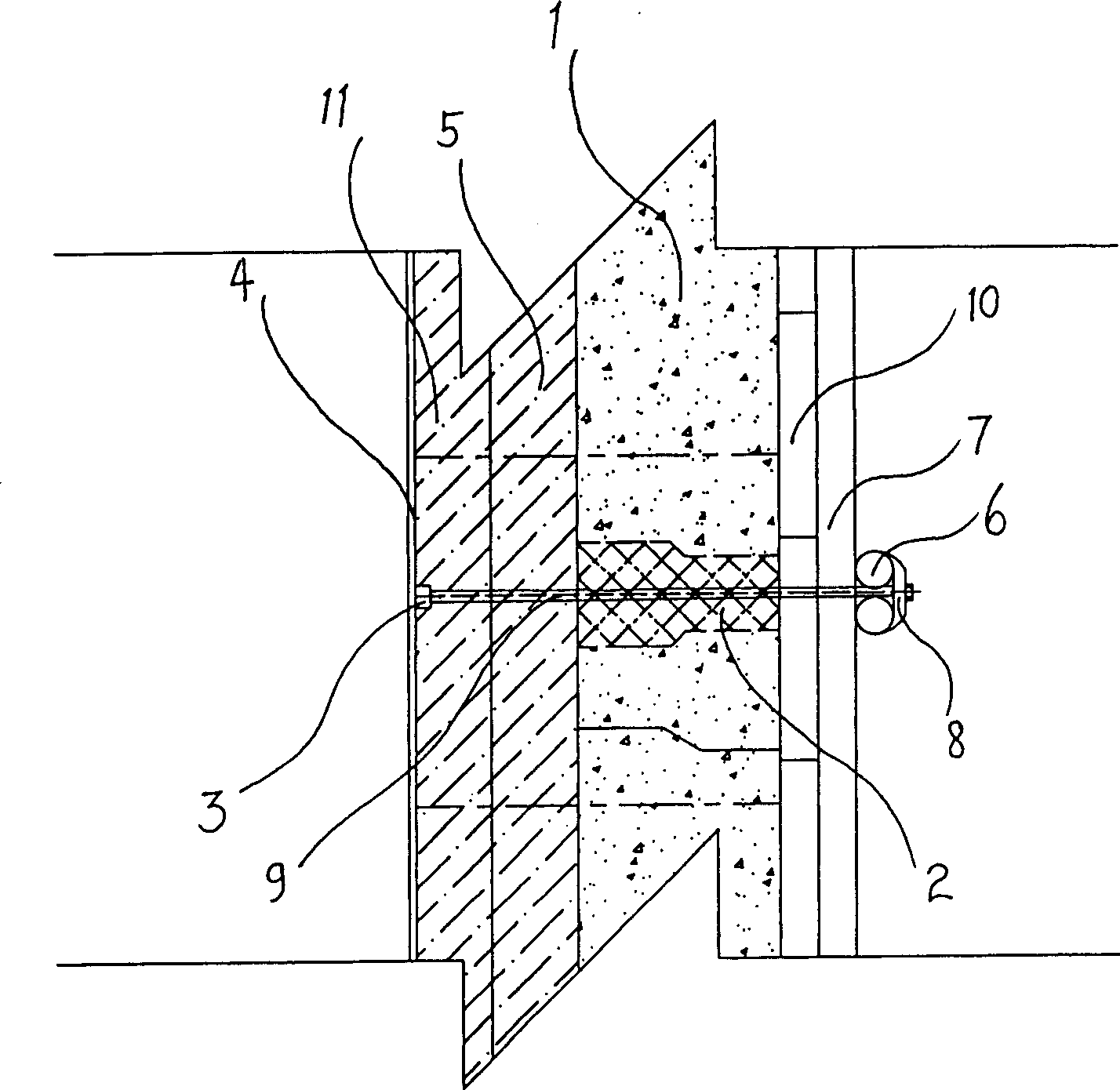 Formwork metthod for paired drawing walls of furnace in integral cast structural furnace