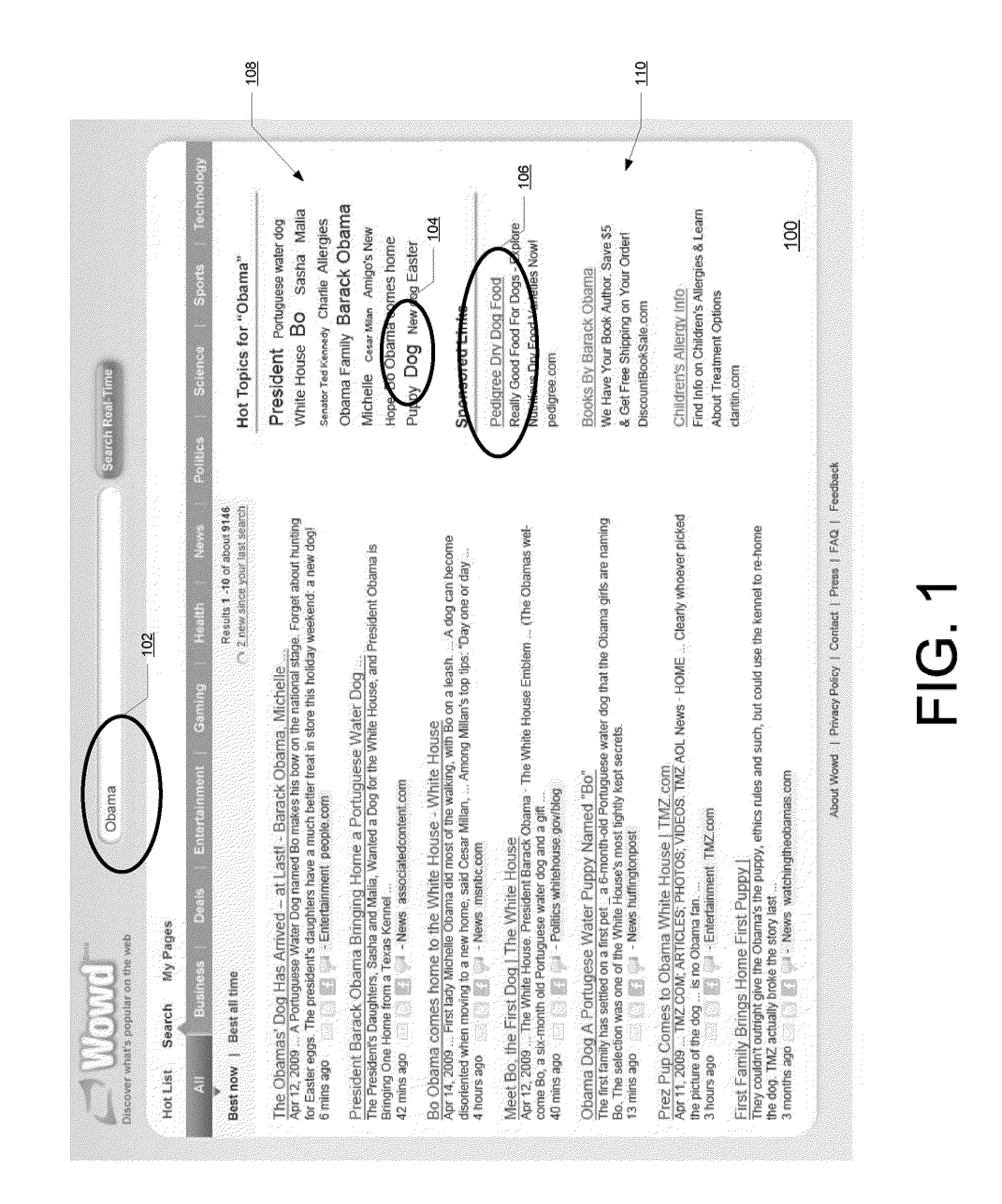 System and method for using real-time keywords for targeting advertising in web search and social media
