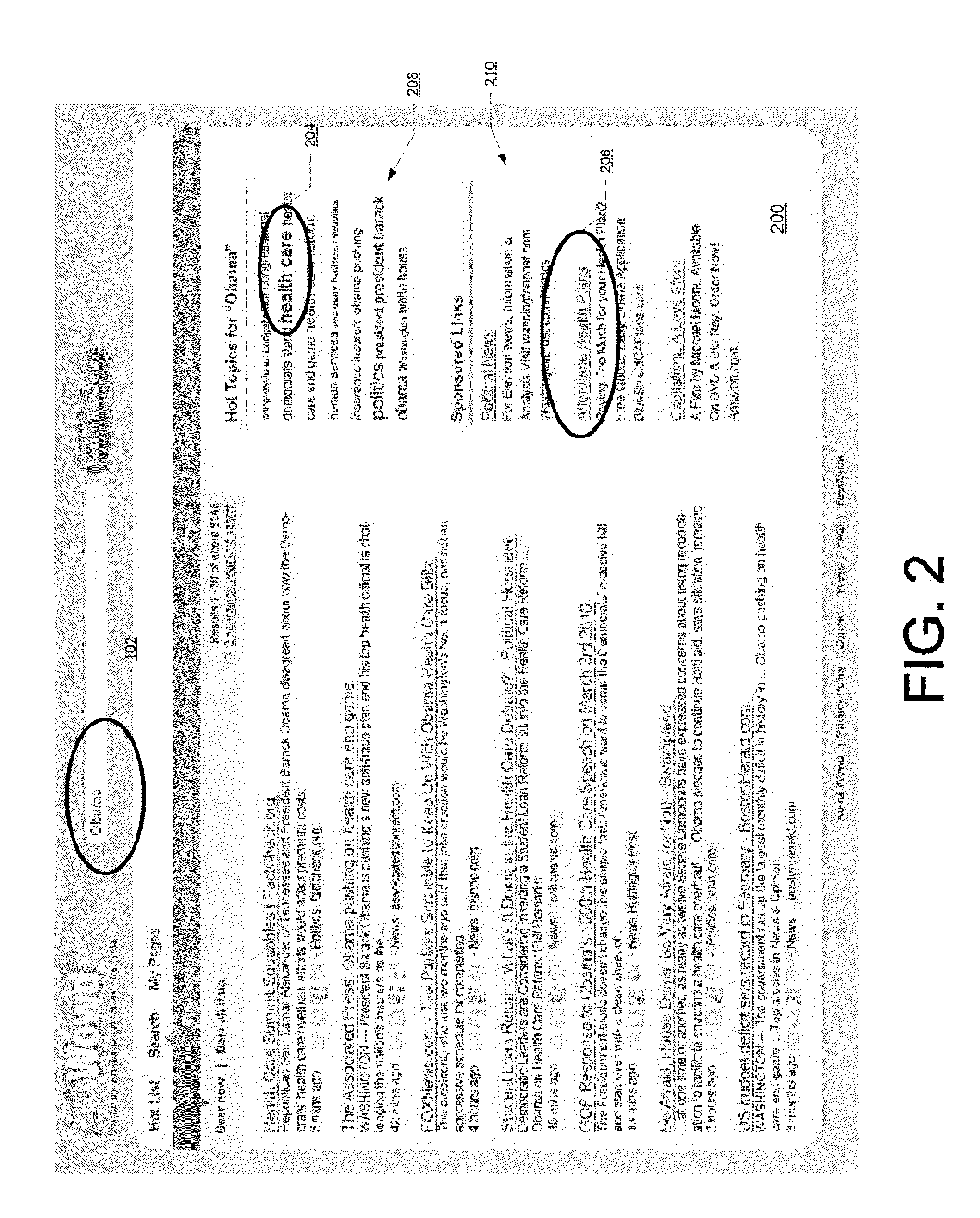 System and method for using real-time keywords for targeting advertising in web search and social media