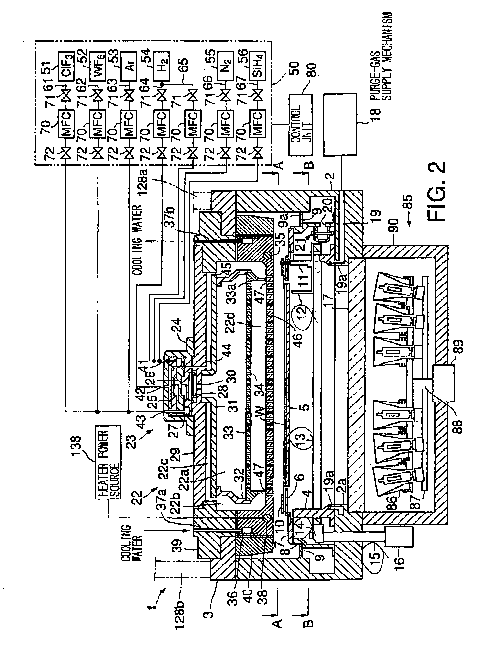 Gas treating device and gas treating method