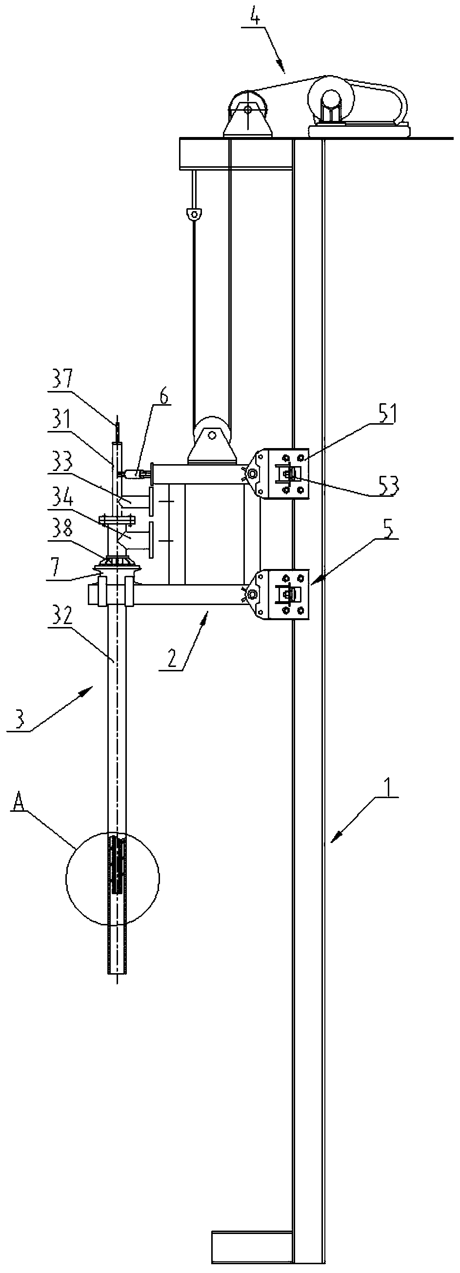 Vertical combustor system capable of ascending and descending and application method thereof