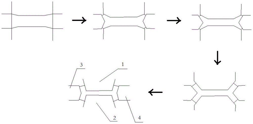 A method for producing H-beams by splitting and rolling slabs with a universal rolling mill