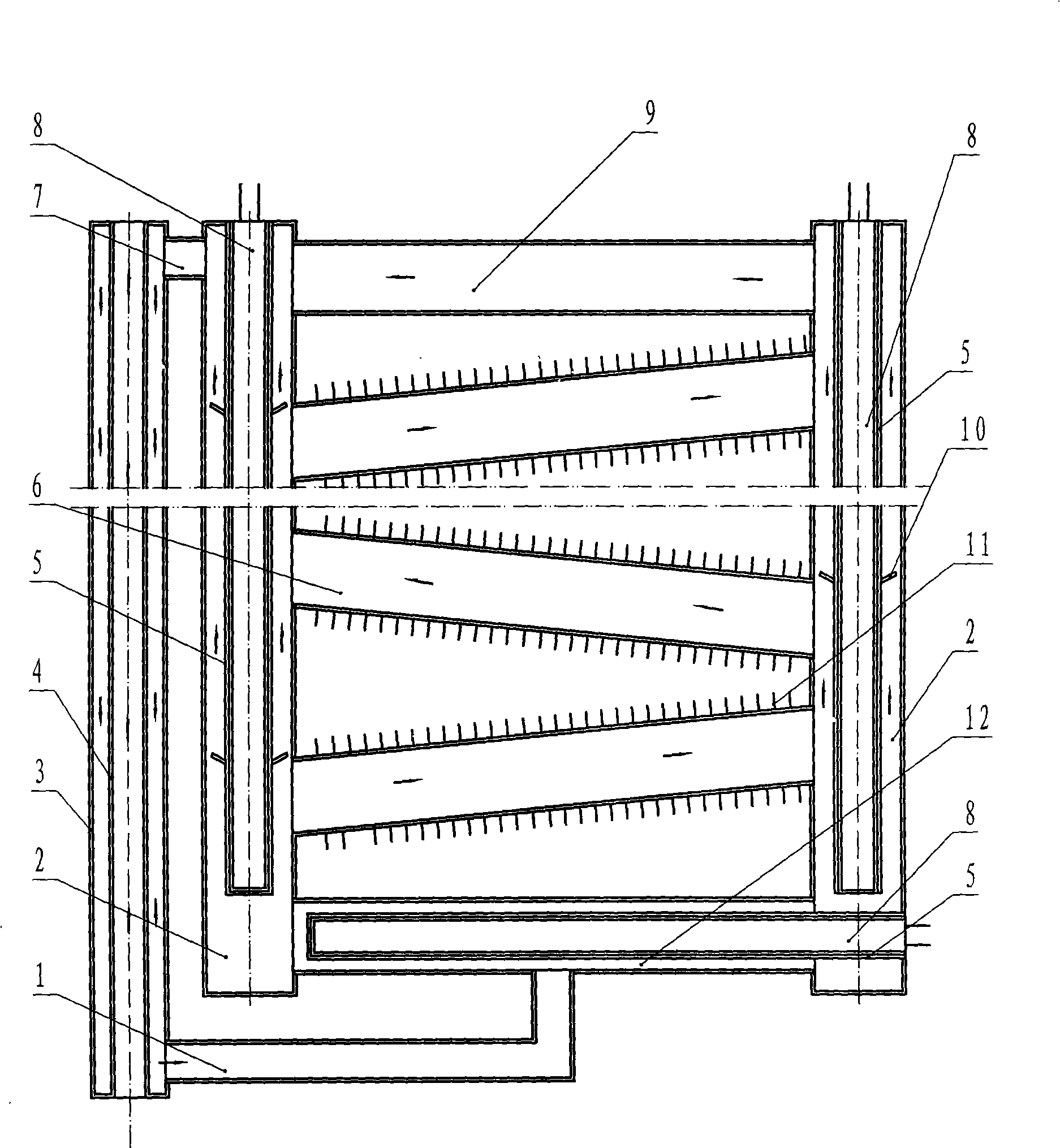 Gravity type hot pipe trapezoid combined warming heat radiator