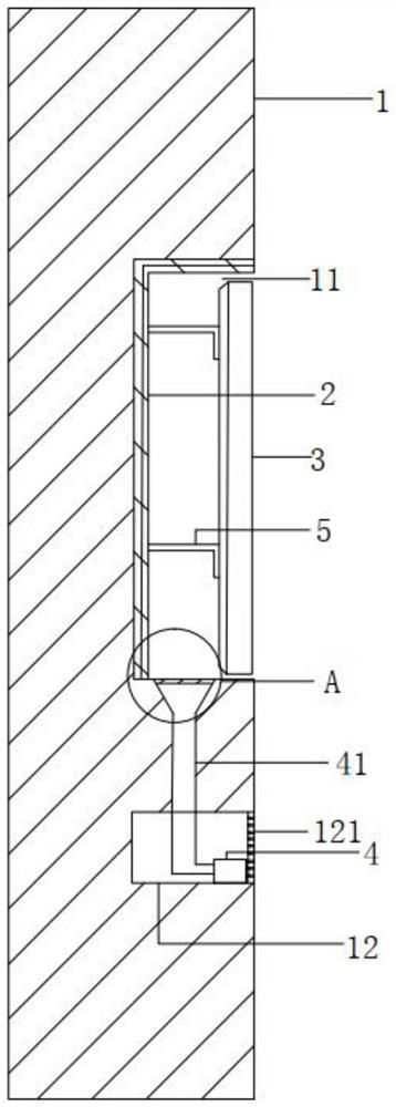 Wall assembled type television cabinet heat dissipation installation structure