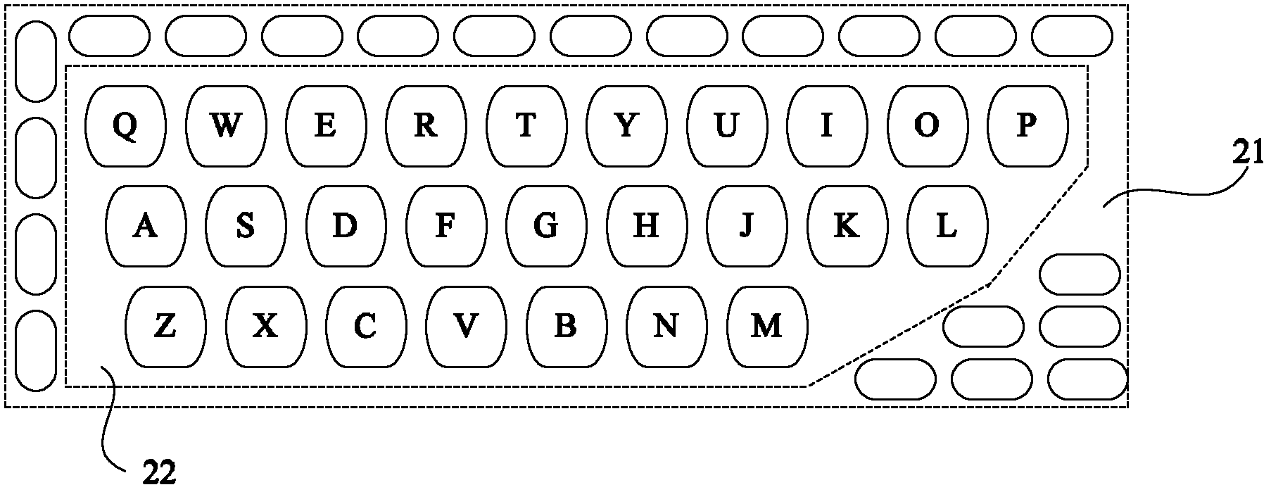 Chinese character input method, keyboard and electronic device comprising keyboard