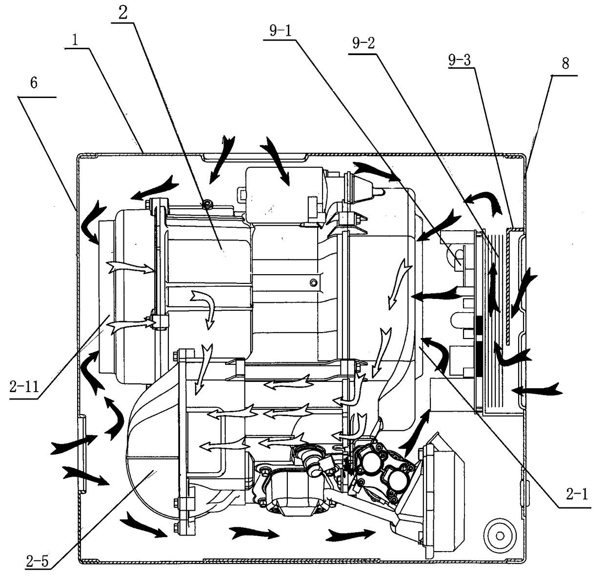 A vehicle-mounted variable frequency generator set