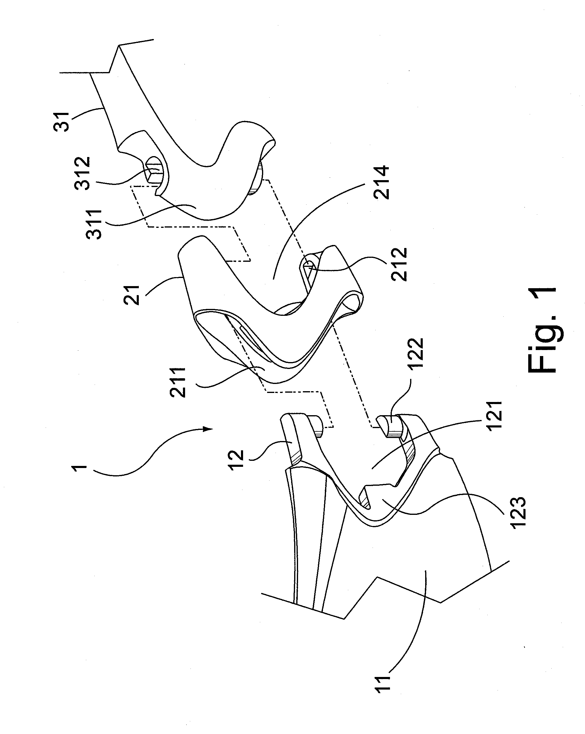 Coupling structure for eyeglasses