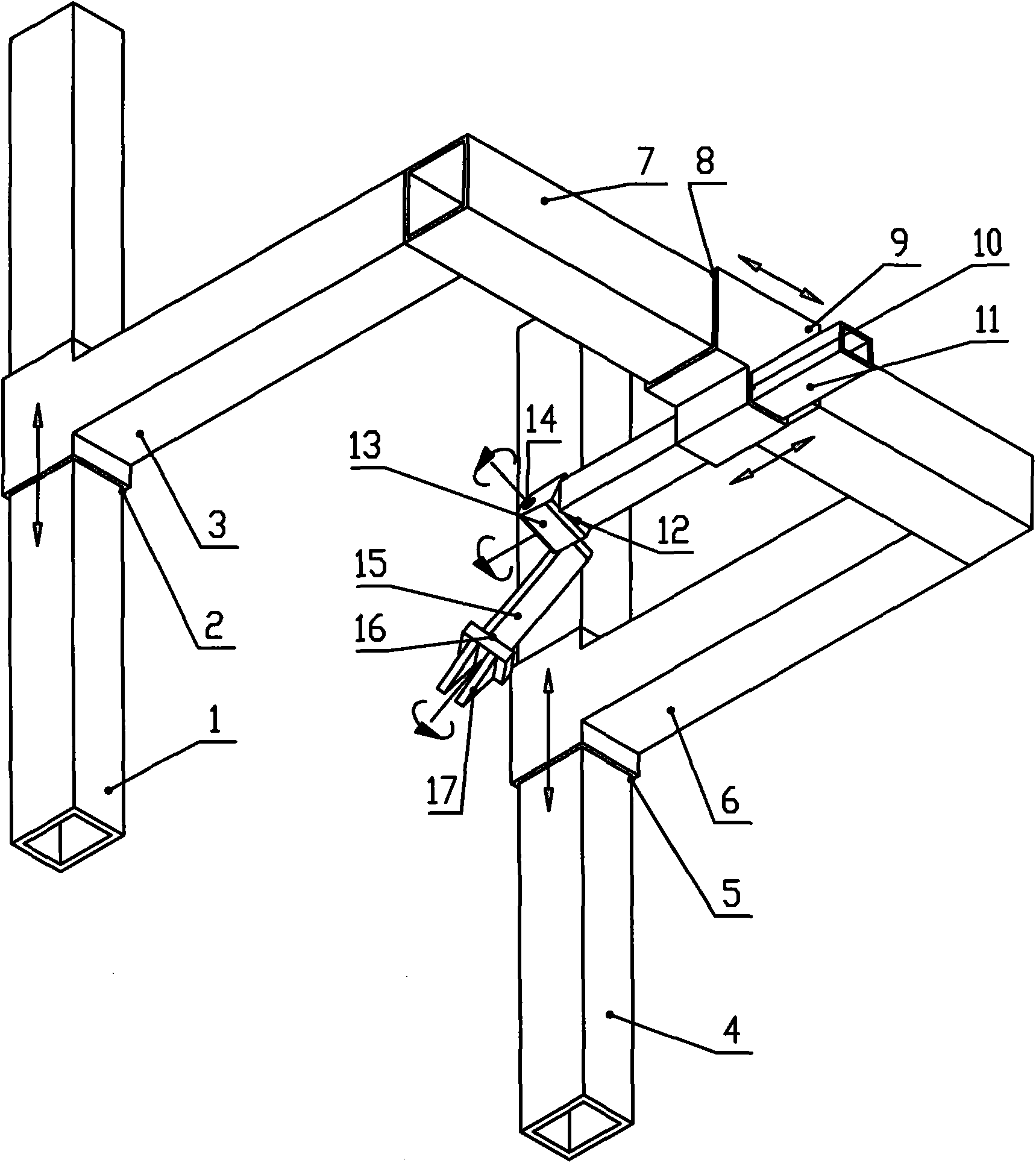 Multifunctional gantry type six-shaft industrial robot