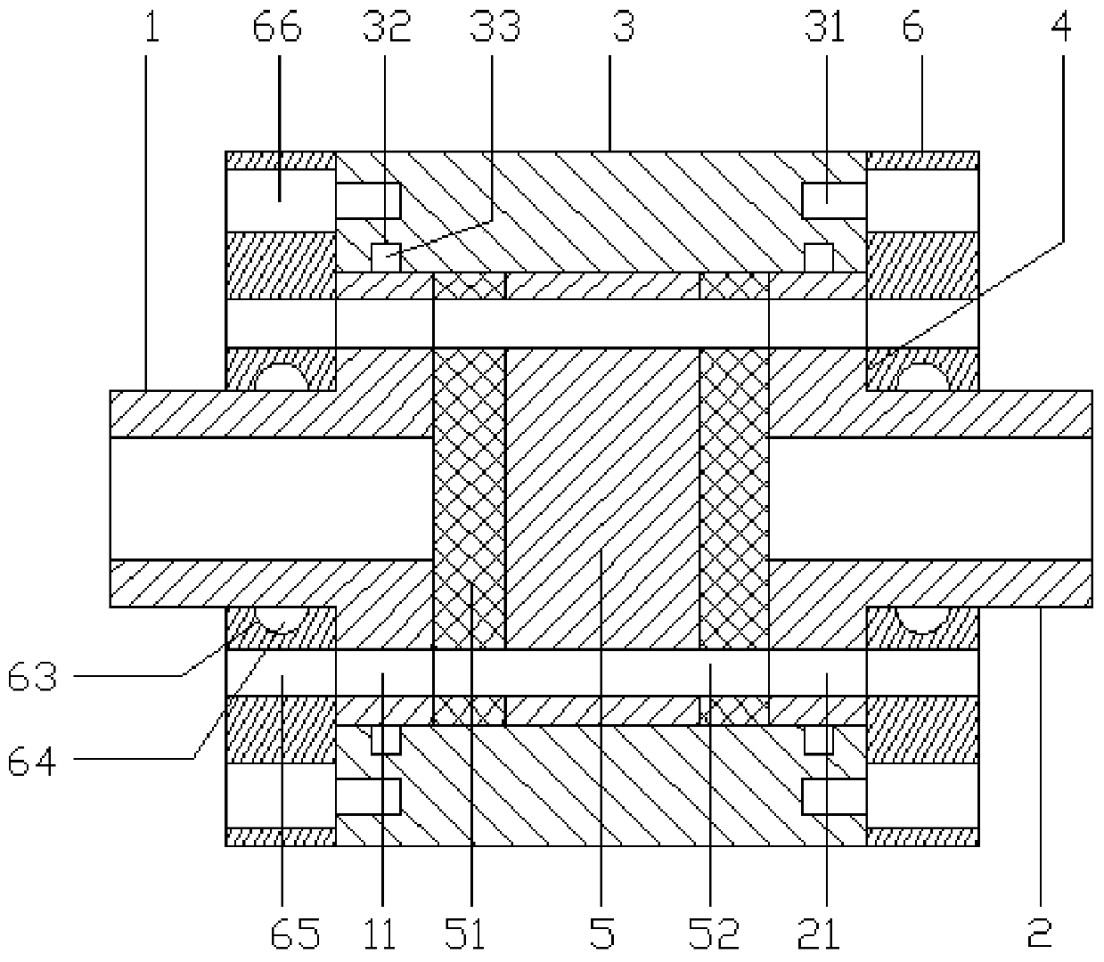 Water turbine rotating wheel main shaft flange with corrosion-resistance friction structure