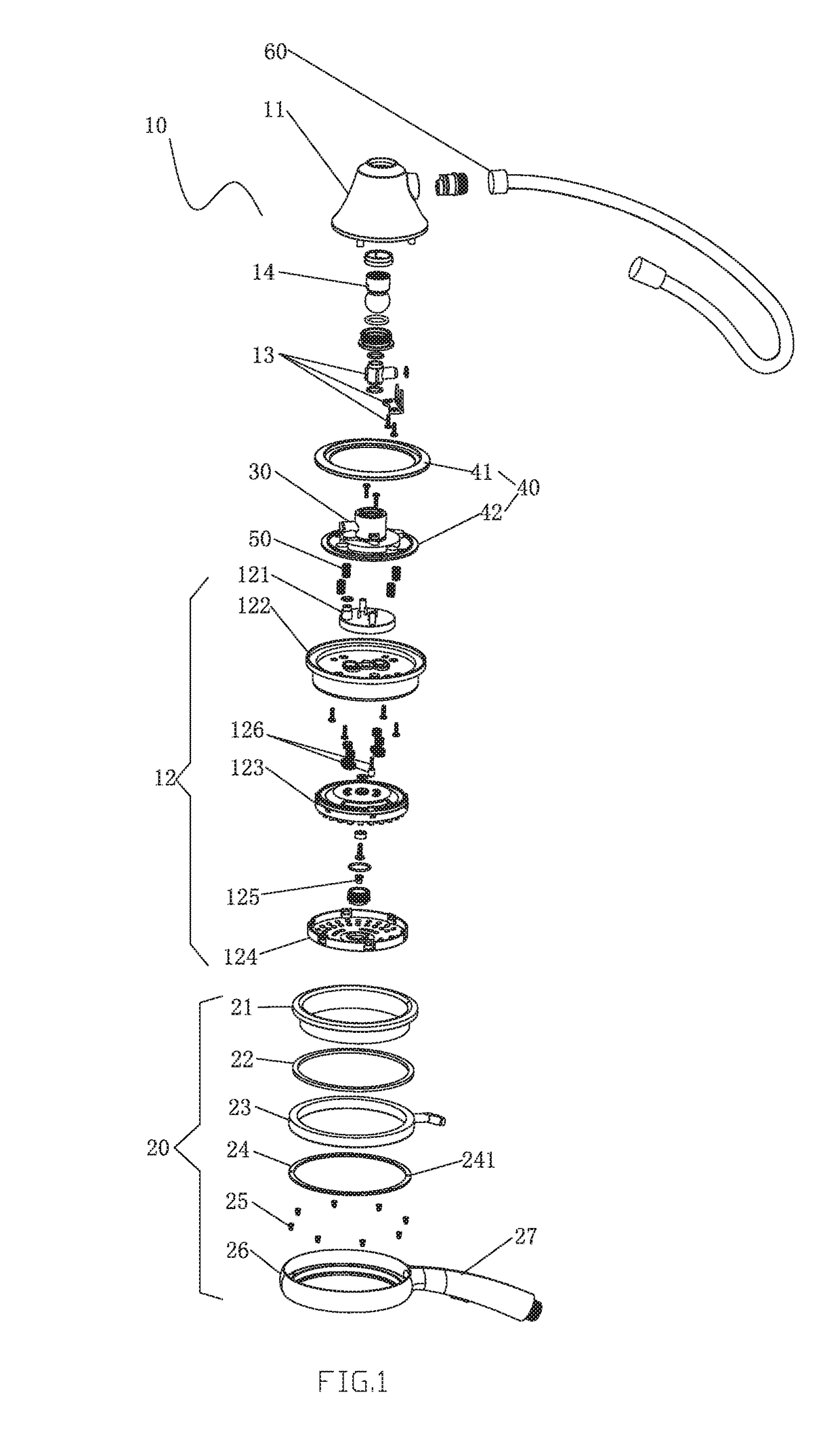 Showerhead combination and method for switching water flowing