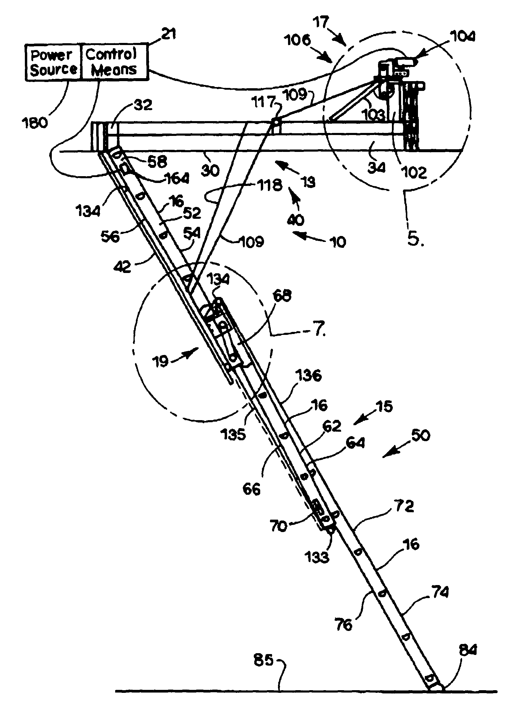 Motorized access ladder for elevated areas