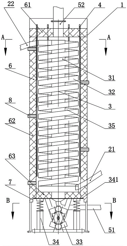 Vertical vibration conveying continuous sintering kiln