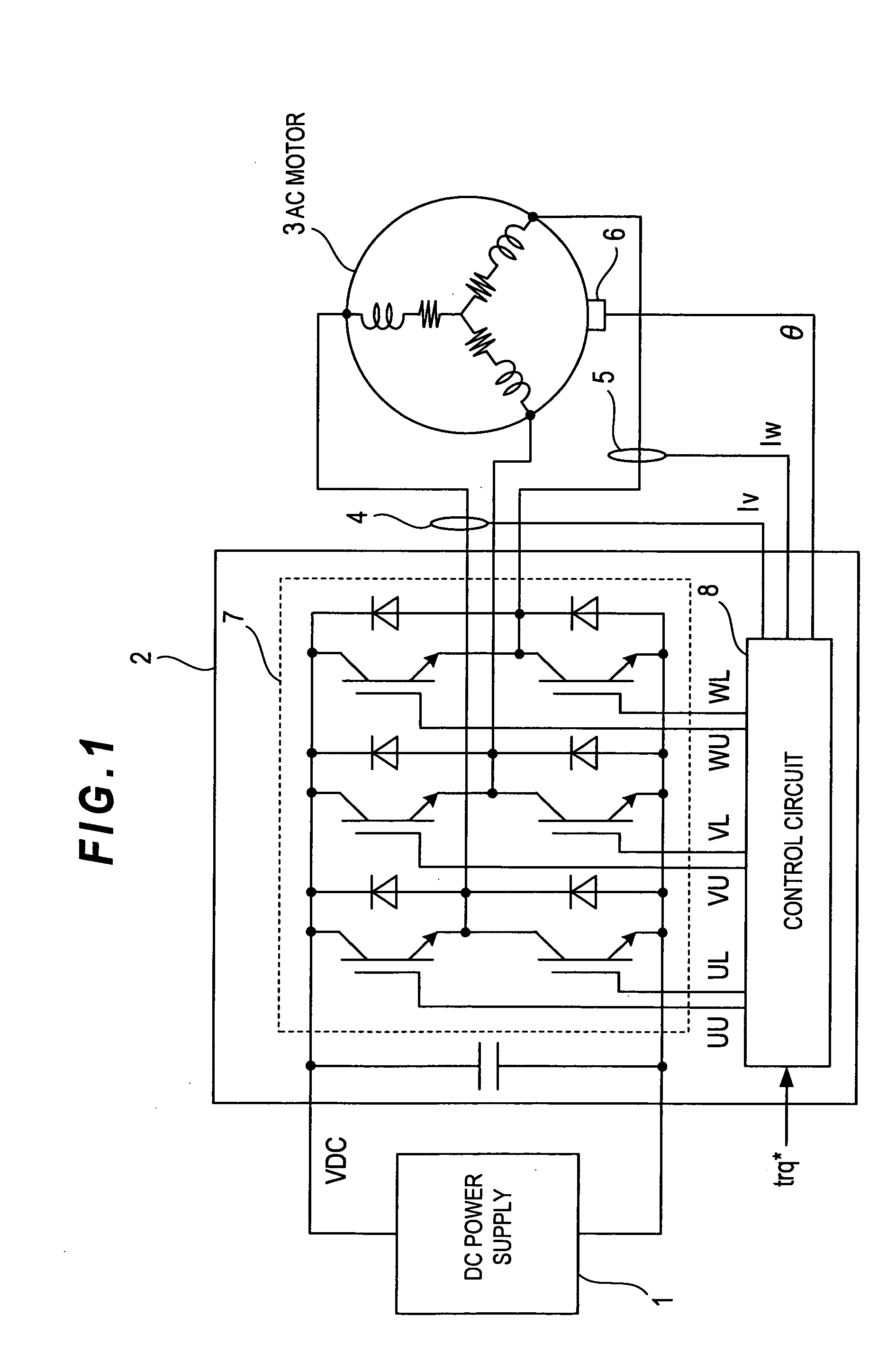 Apparatus for controlling three-phase AC motor on two-phase modulation technique