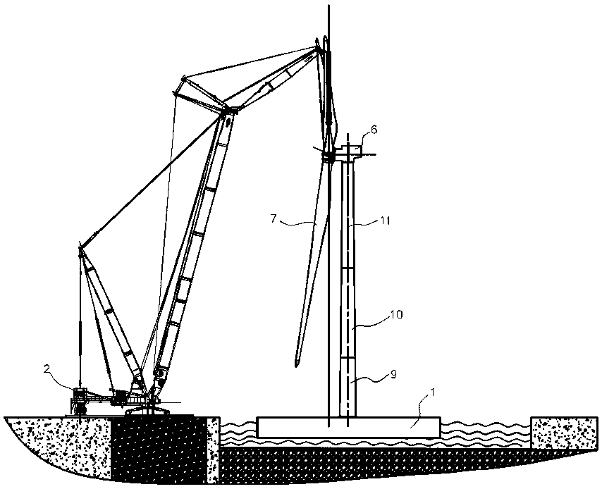 Method for assembling whole offshore wind turbine at wharf