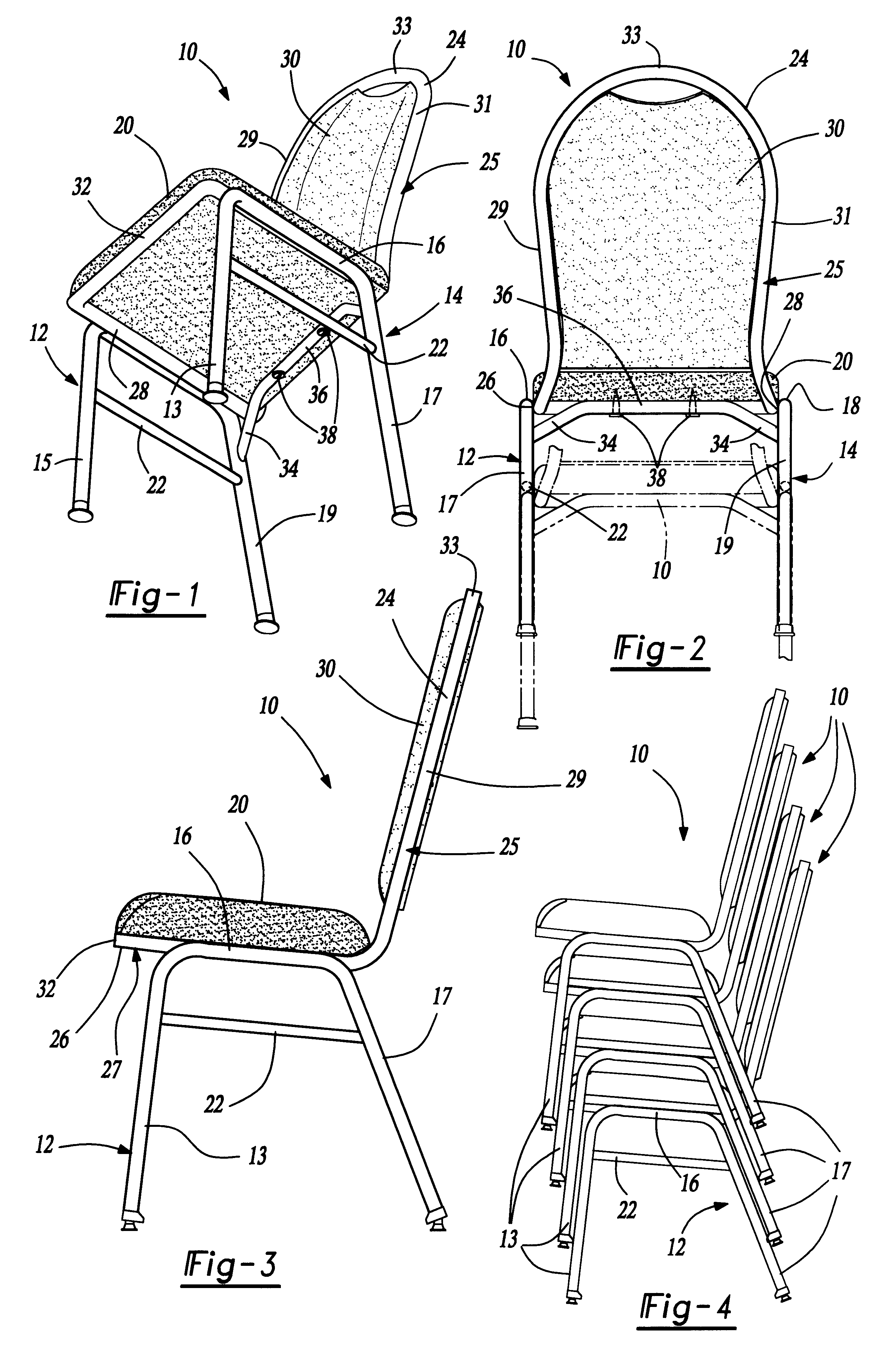 Chair with leg reinforcement bar