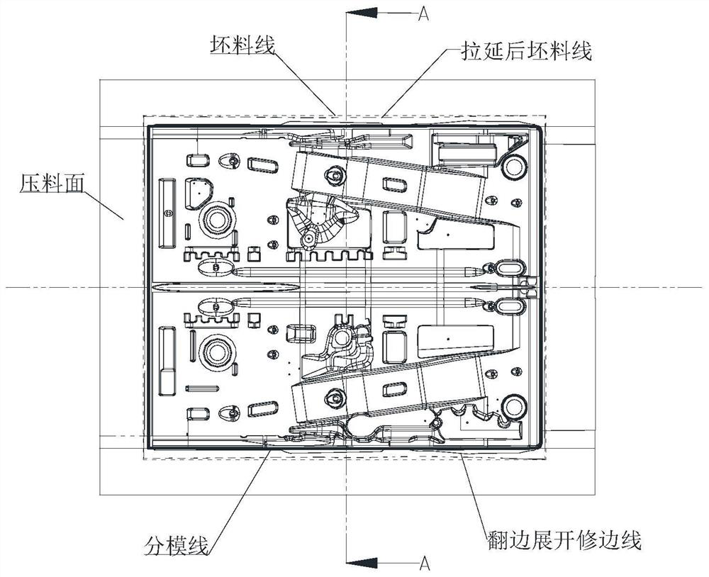 Stamping process of automobile front floor