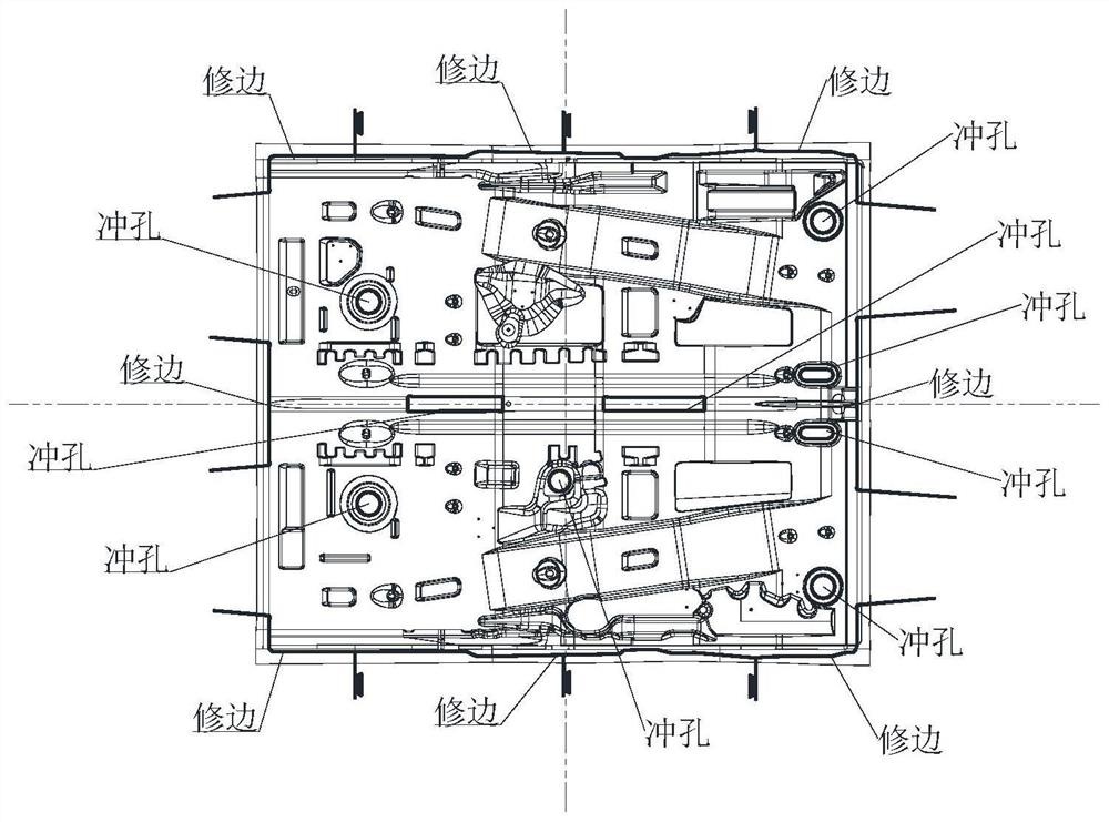 Stamping process of automobile front floor