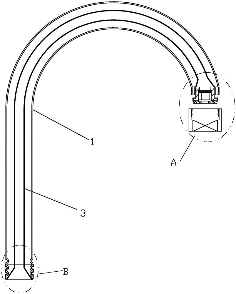 Method for embedding thermal shrinkage film in water discharge bent pipe