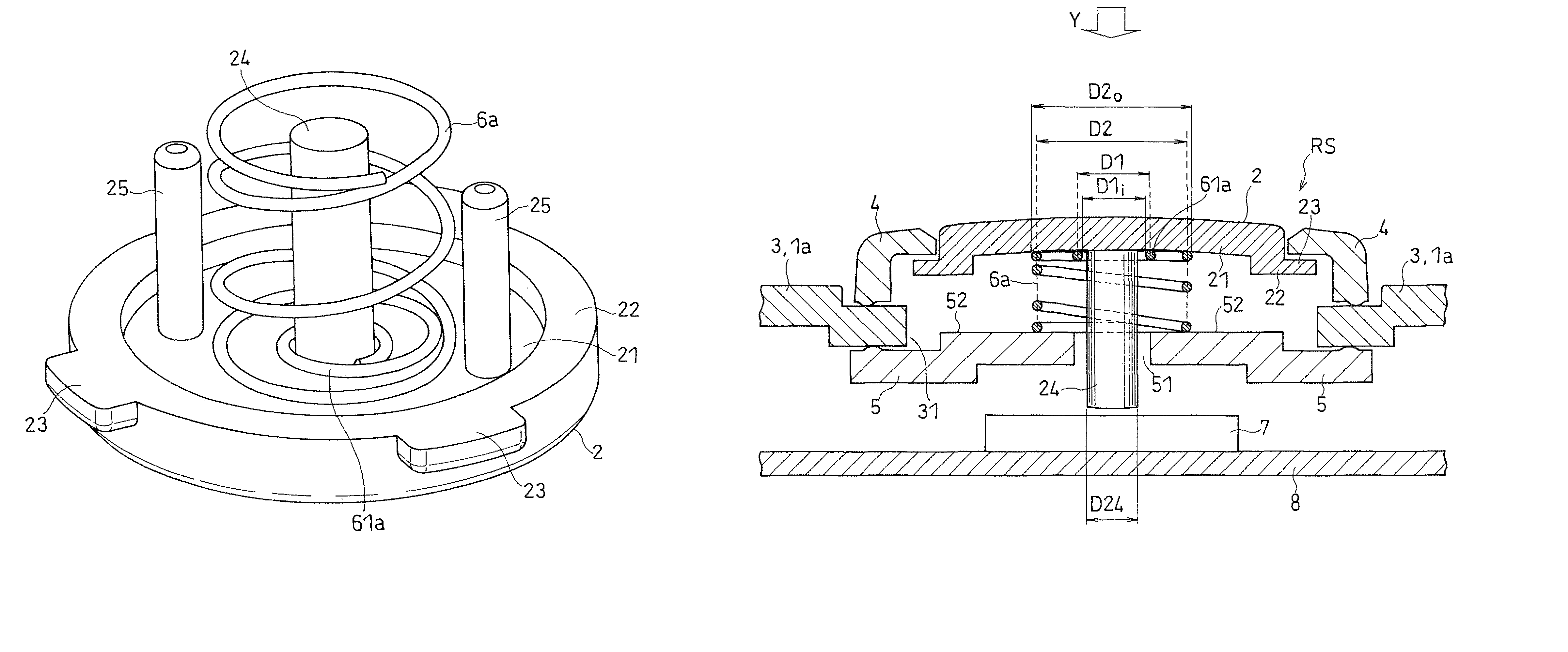 Coil spring structure of shutter button camera device and button structure of electronic device